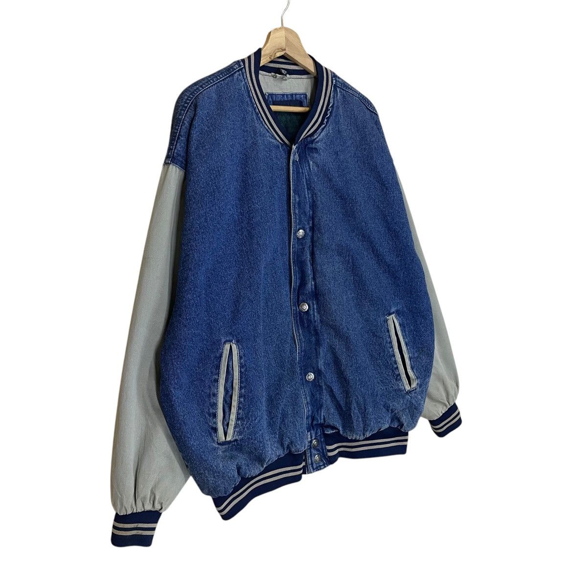 Vintage Vintage 90s North Bay Ltd Denim Varsity Jacket Size US XL / EU 56 / 4 - 2 Thumbnail