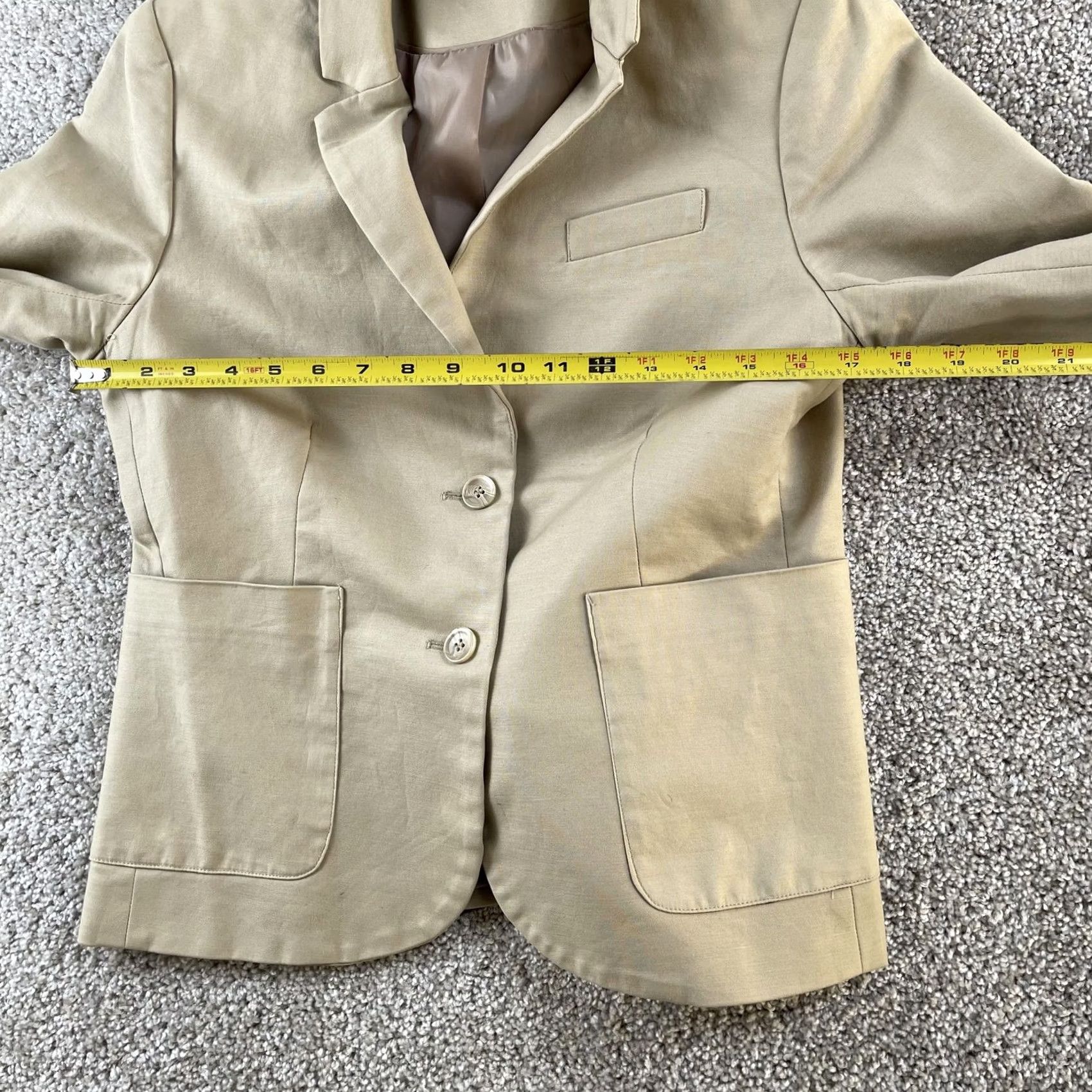 Willi Smith Willi Smith Skirt Suit Womens Medium Beige Two-Button Lined Jacket Skirt Career Set Size 32" / US 10 / IT 46 - 7 Thumbnail