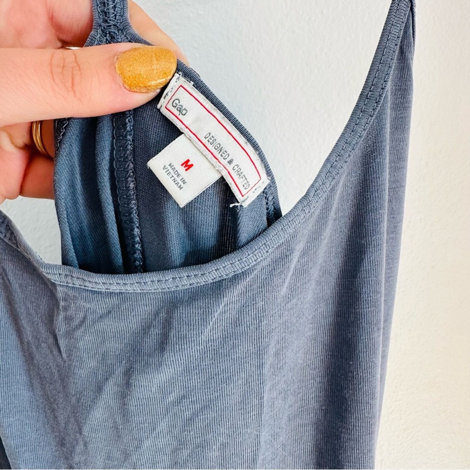 Gap GAP Grey Blue Tie Racerback Tank Top Slim Jumpsuit Romper Size 28" / US 6 / IT 42 - 4 Thumbnail