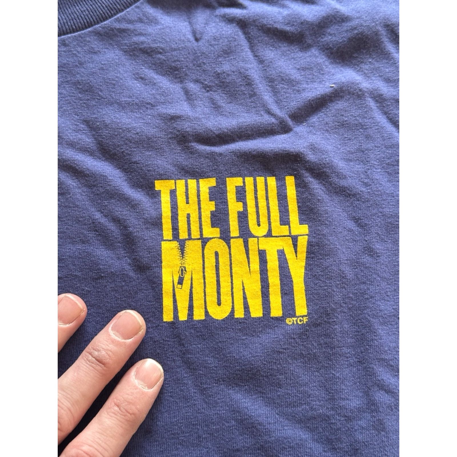 Vintage VINTAGE The Full Monty Movie Promo T Shirt L Men Crew Neck Short Sleeve Blue Cotton Murina 1990s 90s Logo Graphic Print Size US L / EU 52-54 / 3 - 2 Thumbnail