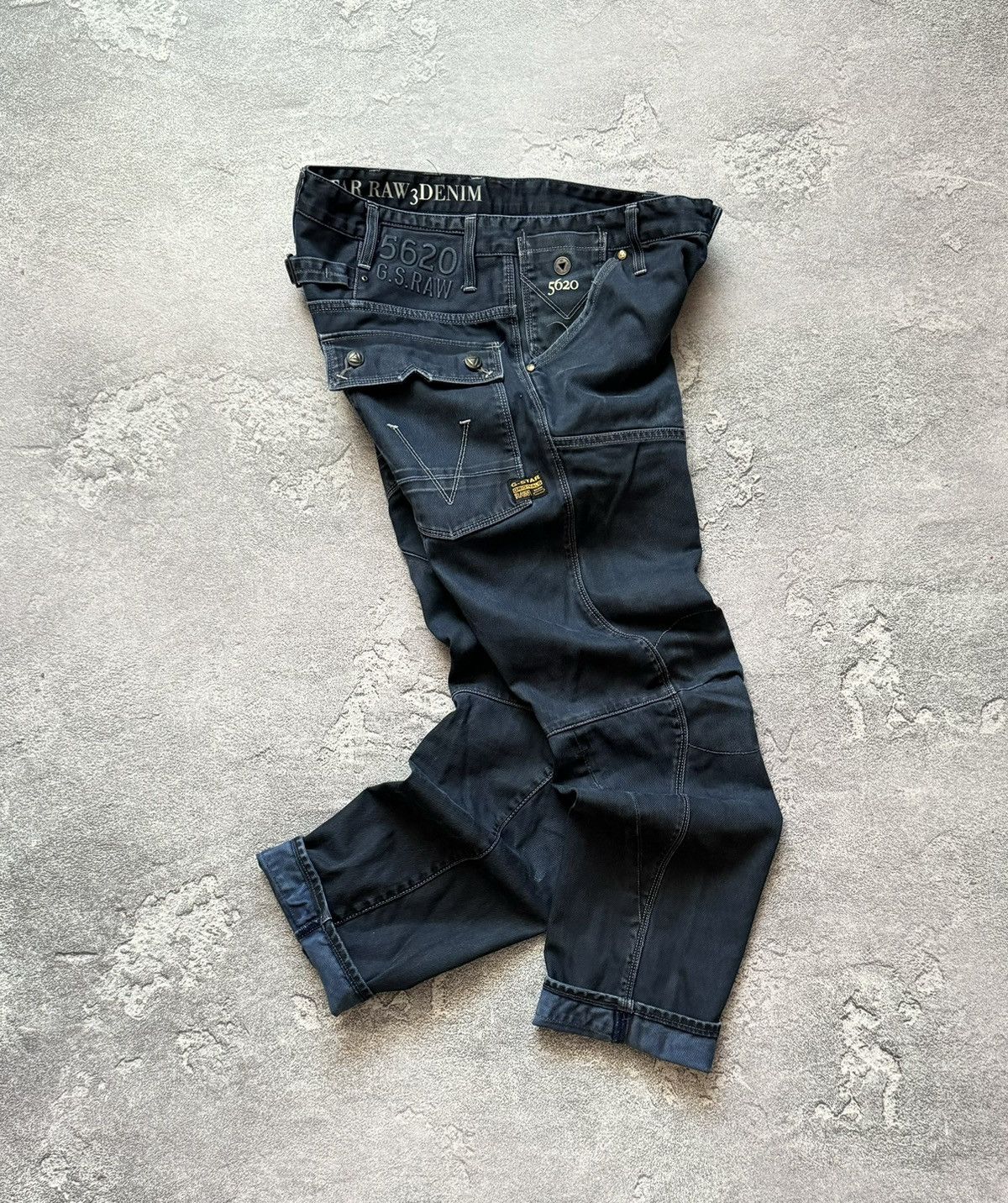 G-Star × Vintage G star raw 34/32 motor 5620 tapered embro denim pant trouser Size US 34 / EU 50 - 1 Thumbnail
