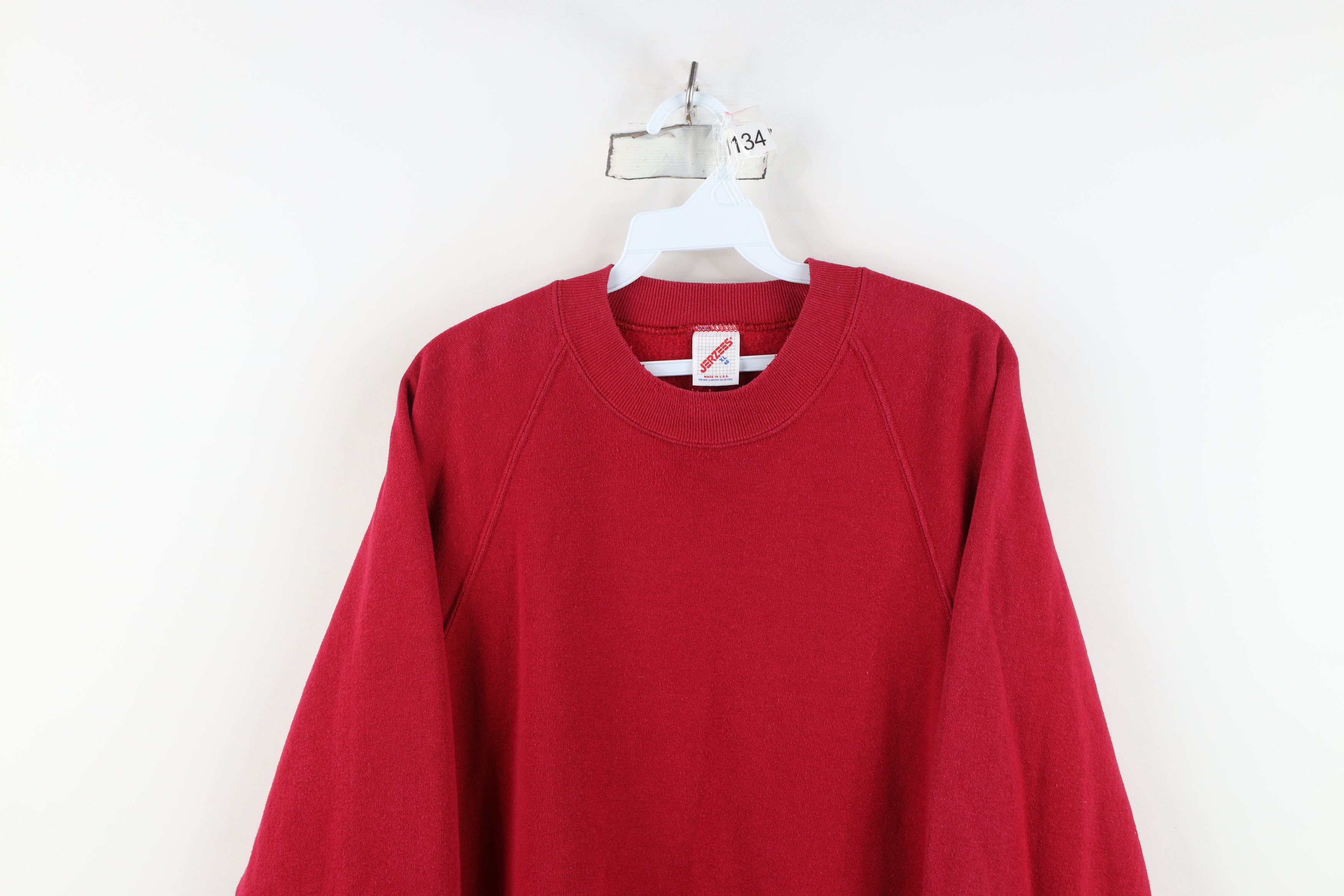 Vintage Vintage 80s Streetwear Blank Crewneck Sweatshirt Red USA Size US XL / EU 56 / 4 - 2 Thumbnail