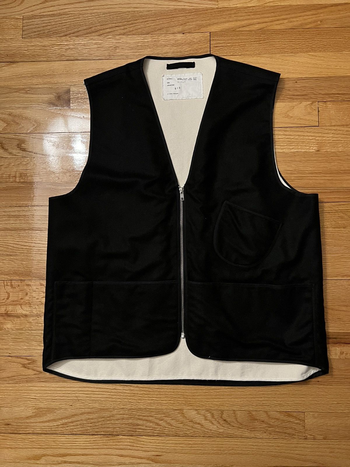 image of Camiel Fortgens Aw20 Wool Felt Worker Vest in Black, Men's (Size Large)
