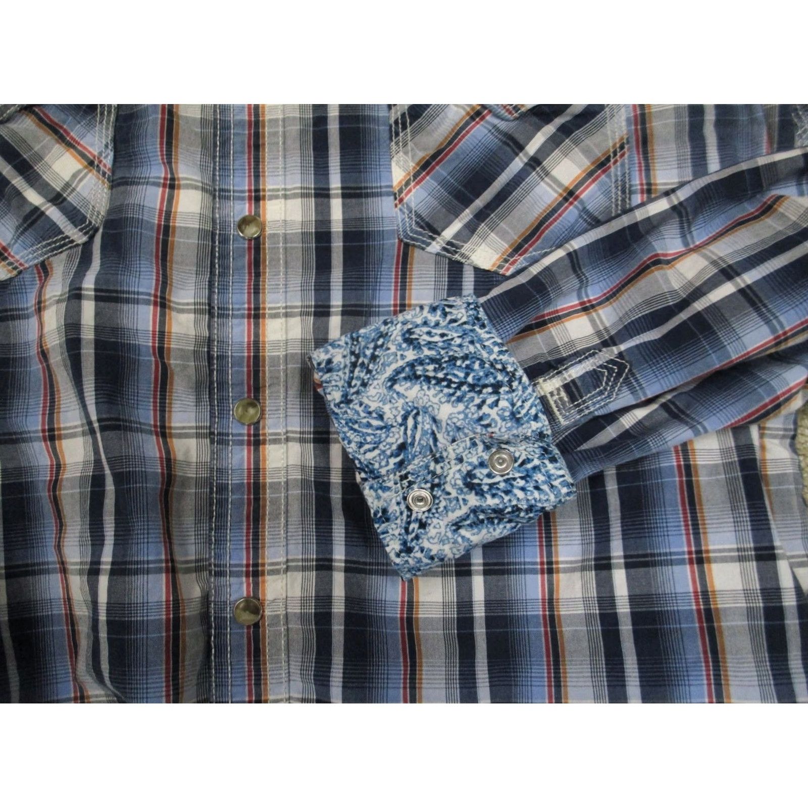 Wrangler Wrangler 20X Shirt Men Large Blue Plaid Pearl Snap Western Long Sleeve Button-Up Size US L / EU 52-54 / 3 - 7 Thumbnail