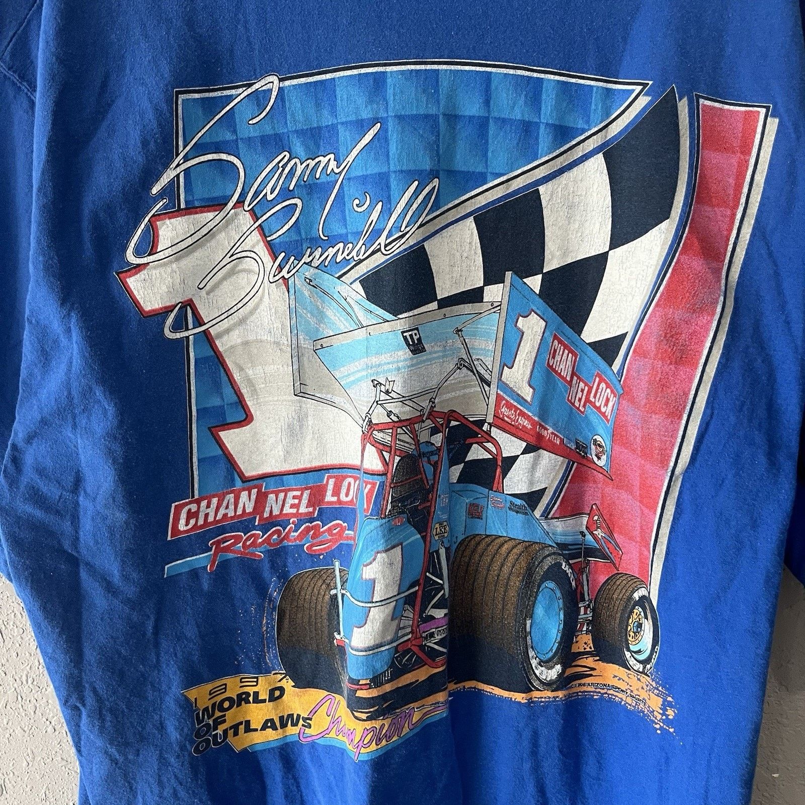 Fruit Of The Loom Vintage Blue World Of Outlaws Racing Tshirt Men’s XL Sports Size US XL / EU 56 / 4 - 6 Thumbnail