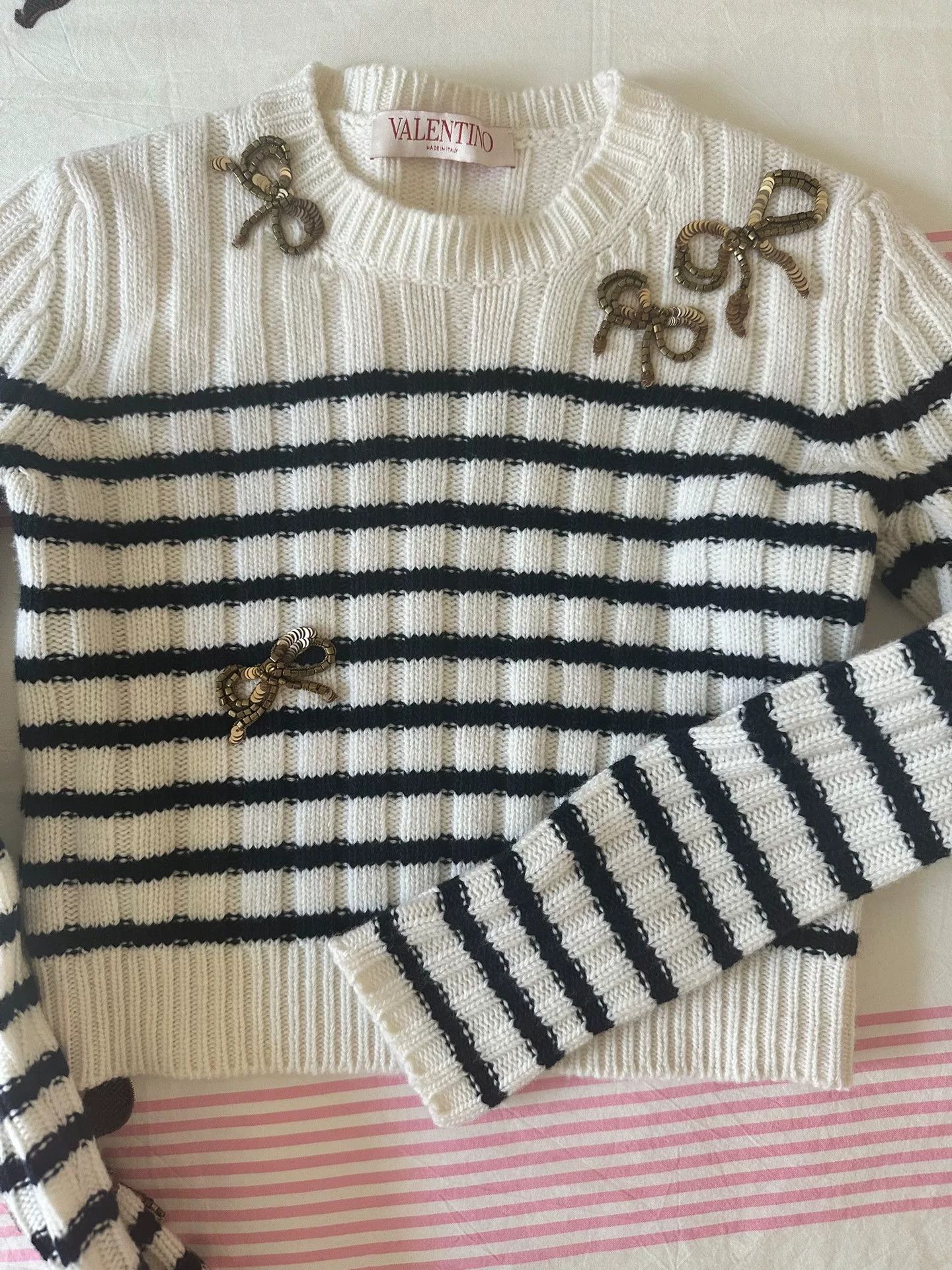 Valentino Valentino Bow Striped Sweater XS Size US XS / EU 42 / 0 - 1 Thumbnail