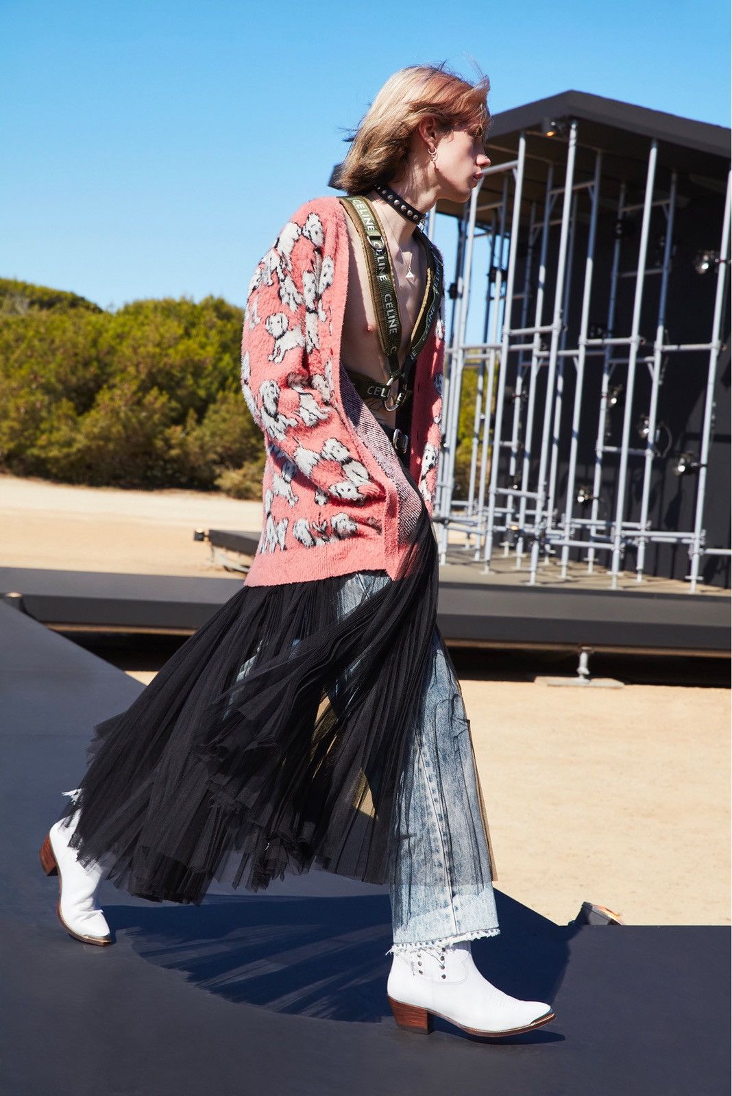 Celine CELINE BY HEDI SLIMANE 22SS RUNWAY ITEM TULLE PLEATED SKIRT Size 44R - 1 Thumbnail