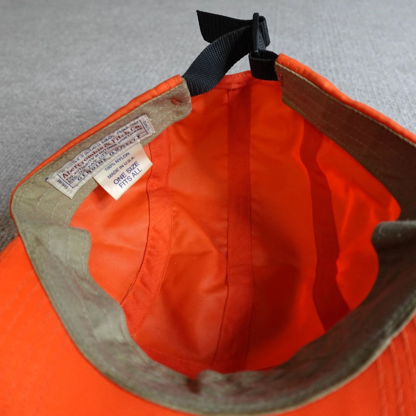 Abercrombie & Fitch VINTAGE Abercrombie & Fitch Hat 5 Panel Orange Nylon 1 Size Men Embroidered Made in USA Retro Camper Size ONE SIZE - 4 Thumbnail