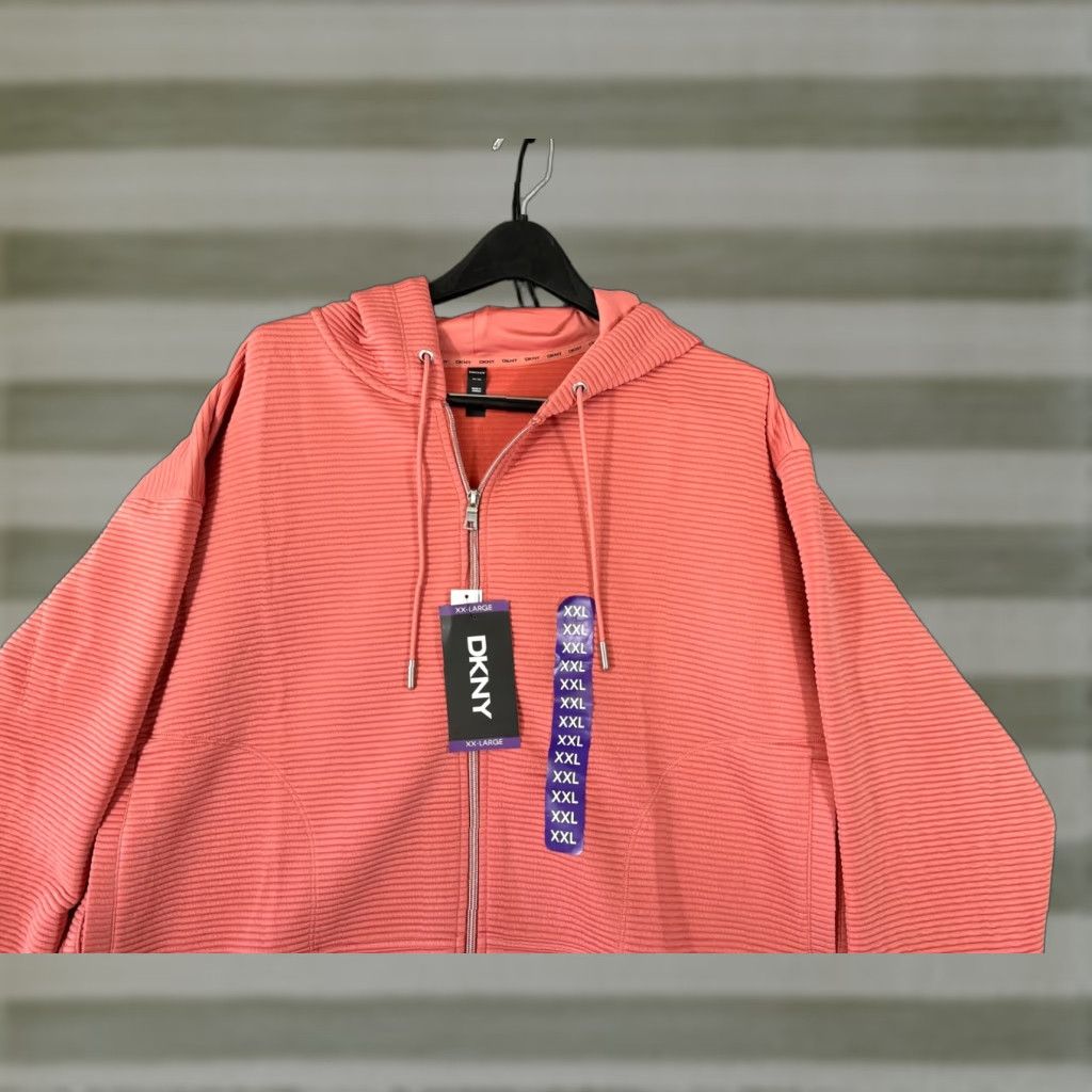 DKNY DKNY Ottoman Full Zip Hoodie Womens 2XL Faded Rose Ribbed Drawstring Outdoor NWT Shirt, Hoodie, DKNY, Women's, 2XL, Pink, Olive? Size XXL / US 16-18 / IT 52-54 - 1 Thumbnail
