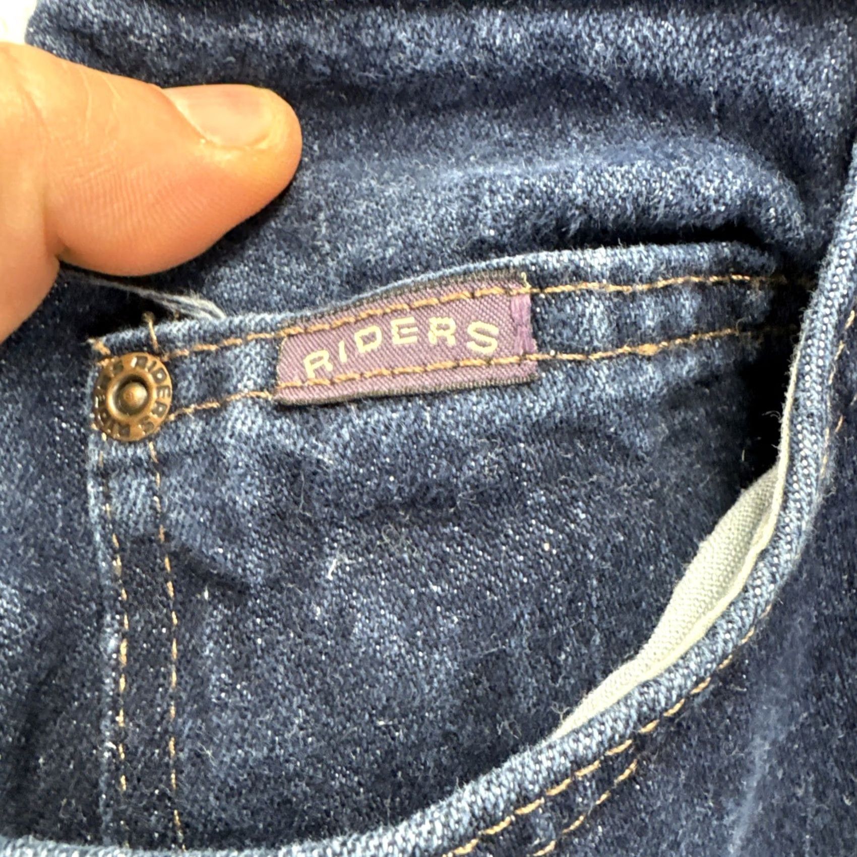 Vintage VINTAGE Riders by Lee Jeans Women Buckle Back Relaxed Fit 90s 16M Dark Wash Denim Boho Womens Size 38" / US 16 / IT 52 - 3 Thumbnail