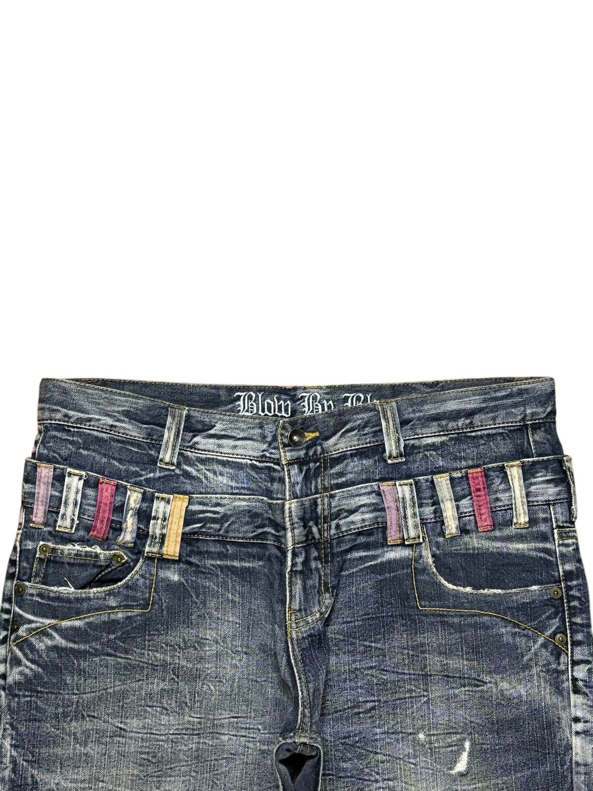 Japanese Brand Vintage Blow By Blue Rusty Wash Double Waist Baggy Jeans Size US 36 / EU 52 - 4 Thumbnail
