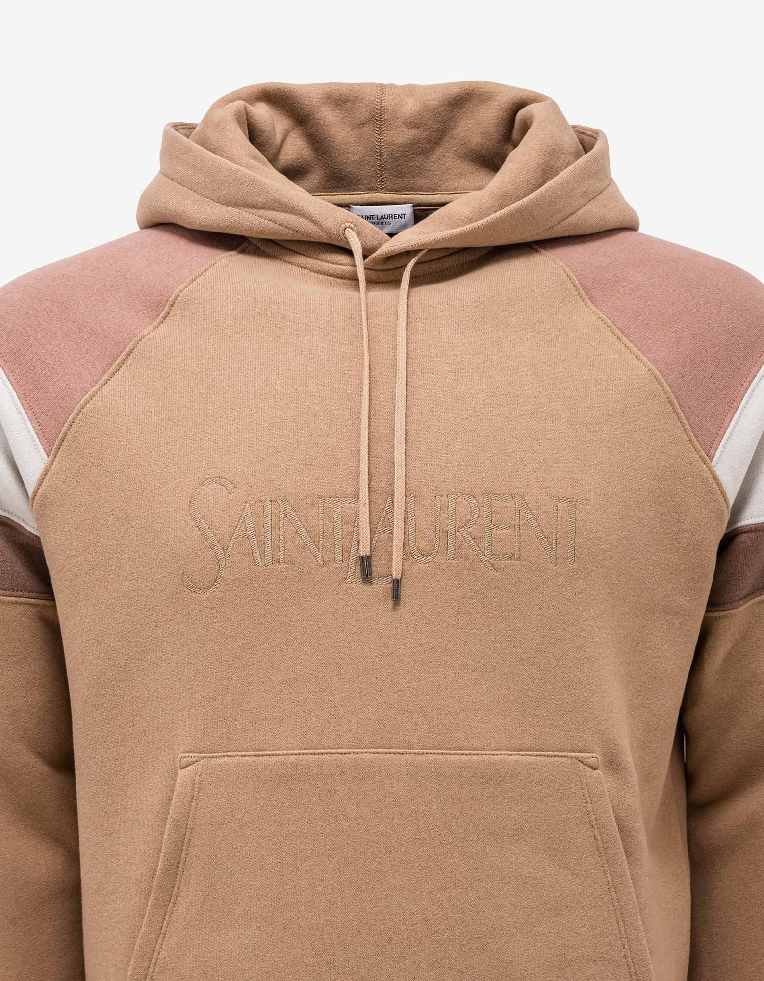 Saint Laurent Paris Saint Laurent Biege Raglan Sleeve Logo Hoodie Size US L / EU 52-54 / 3 - 3 Thumbnail