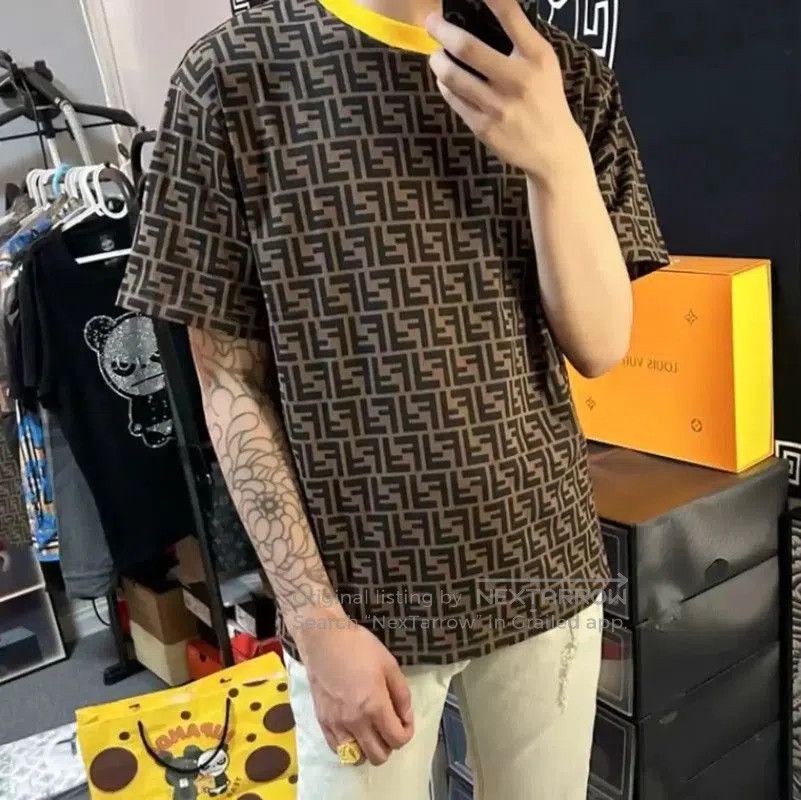 Fendi Fendi Brown Cotton Men's T-Shirt XXL . Size US XXL / EU 58 / 5 - 7 Thumbnail