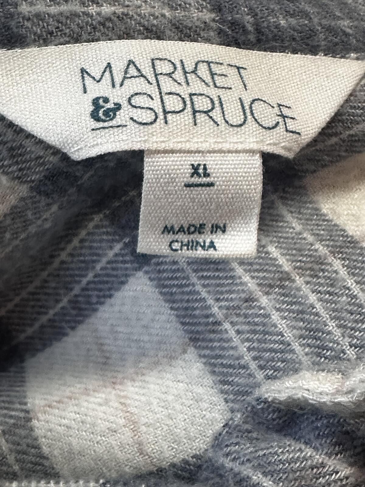 Other Market & Spruce XL Gray and White Plaid Button-Up Shirt Size XL / US 12-14 / IT 48-50 - 3 Thumbnail