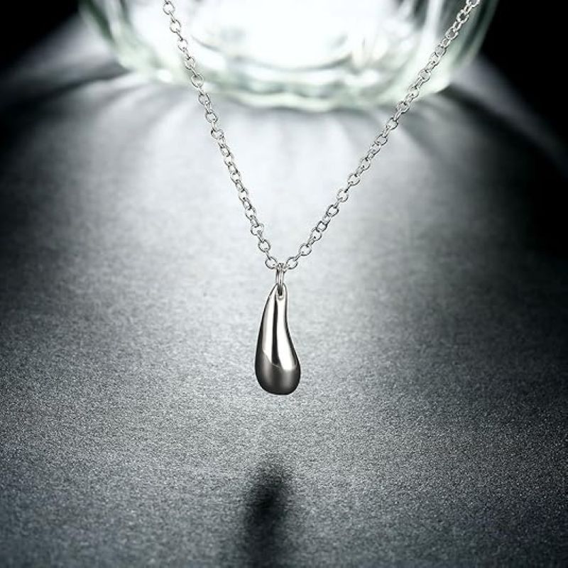 Other 18" Silver Plated Water Drop Necklace | Minimalist Size ONE SIZE - 2 Thumbnail