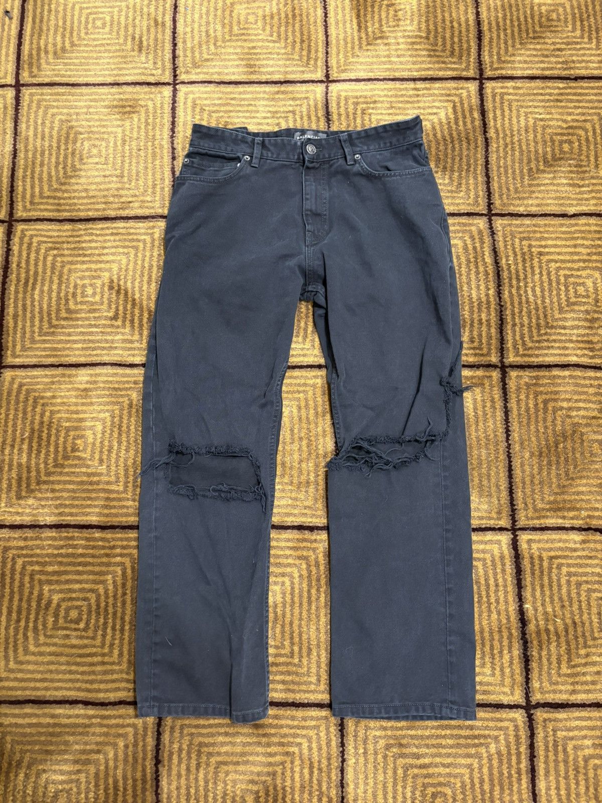 Balenciaga Balenciaga Black Loose Fit Buckle Jeans Size US 32 / EU 48 - 1 Thumbnail