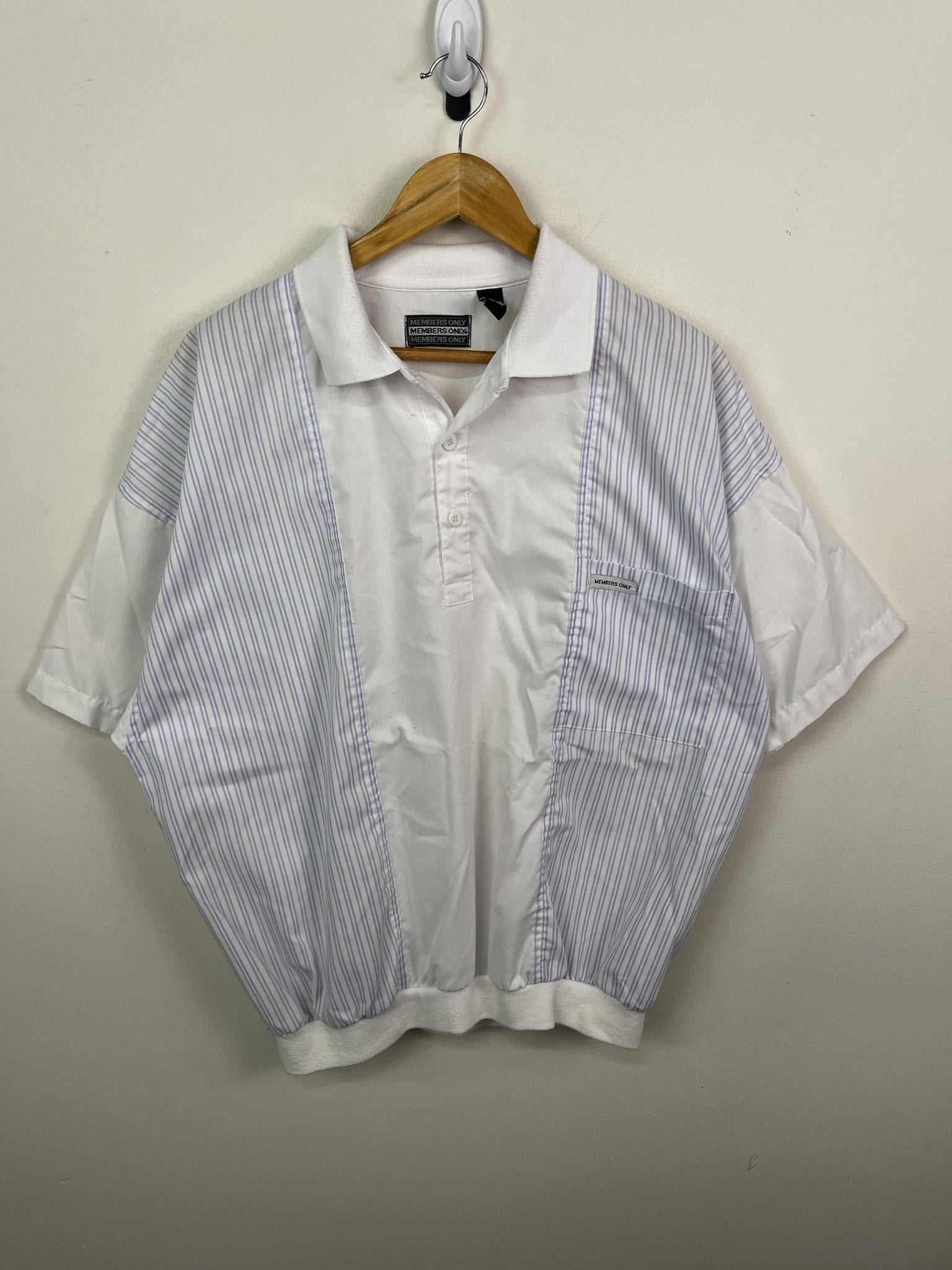 Vintage 90's Members Only Quarter Button Up Striped Two Tone Pattern Size L