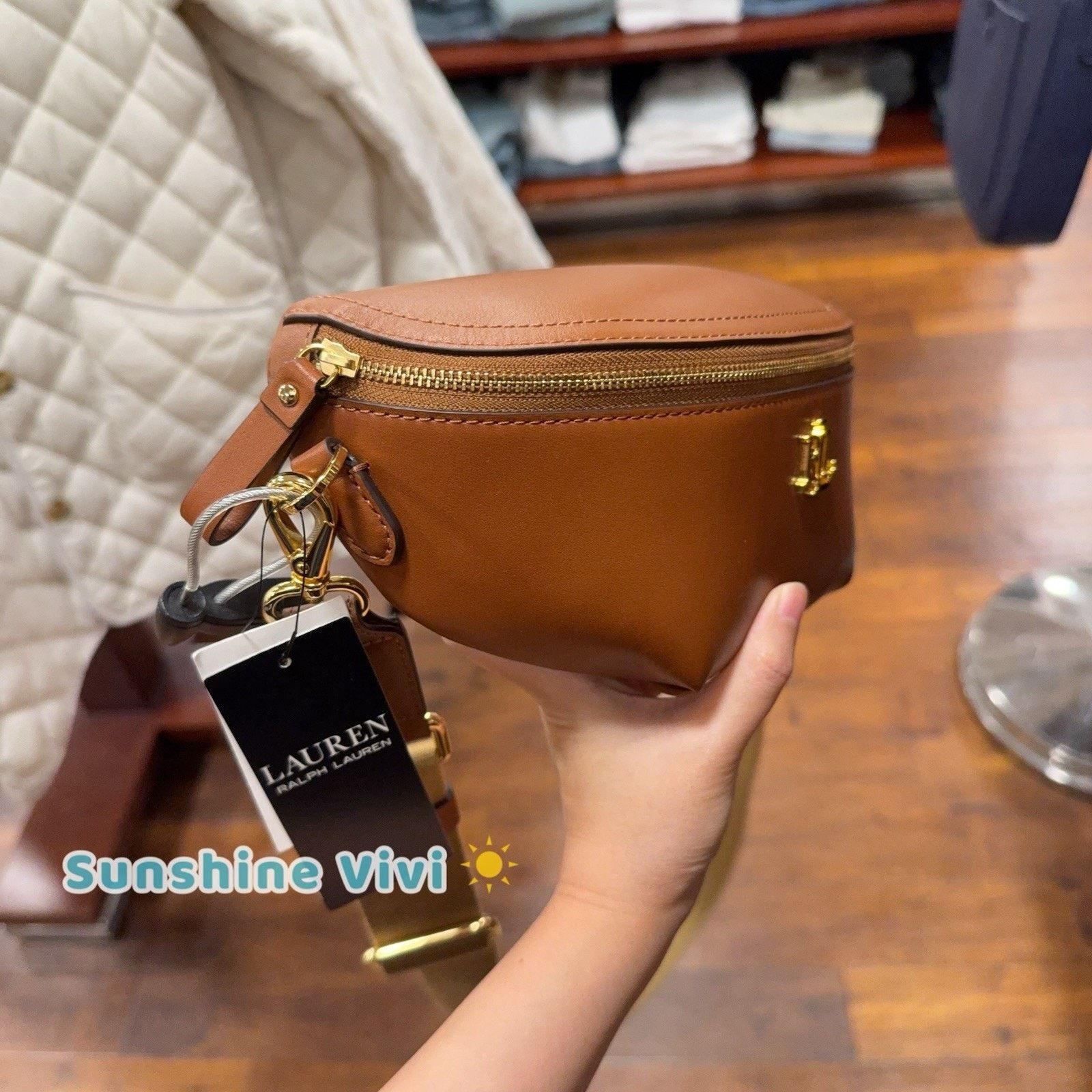 Lauren Ralph Lauren NWT Ralph Lauren Waist/ Shoulder Leather March Belt Bag Tan Size ONE SIZE - 3 Thumbnail