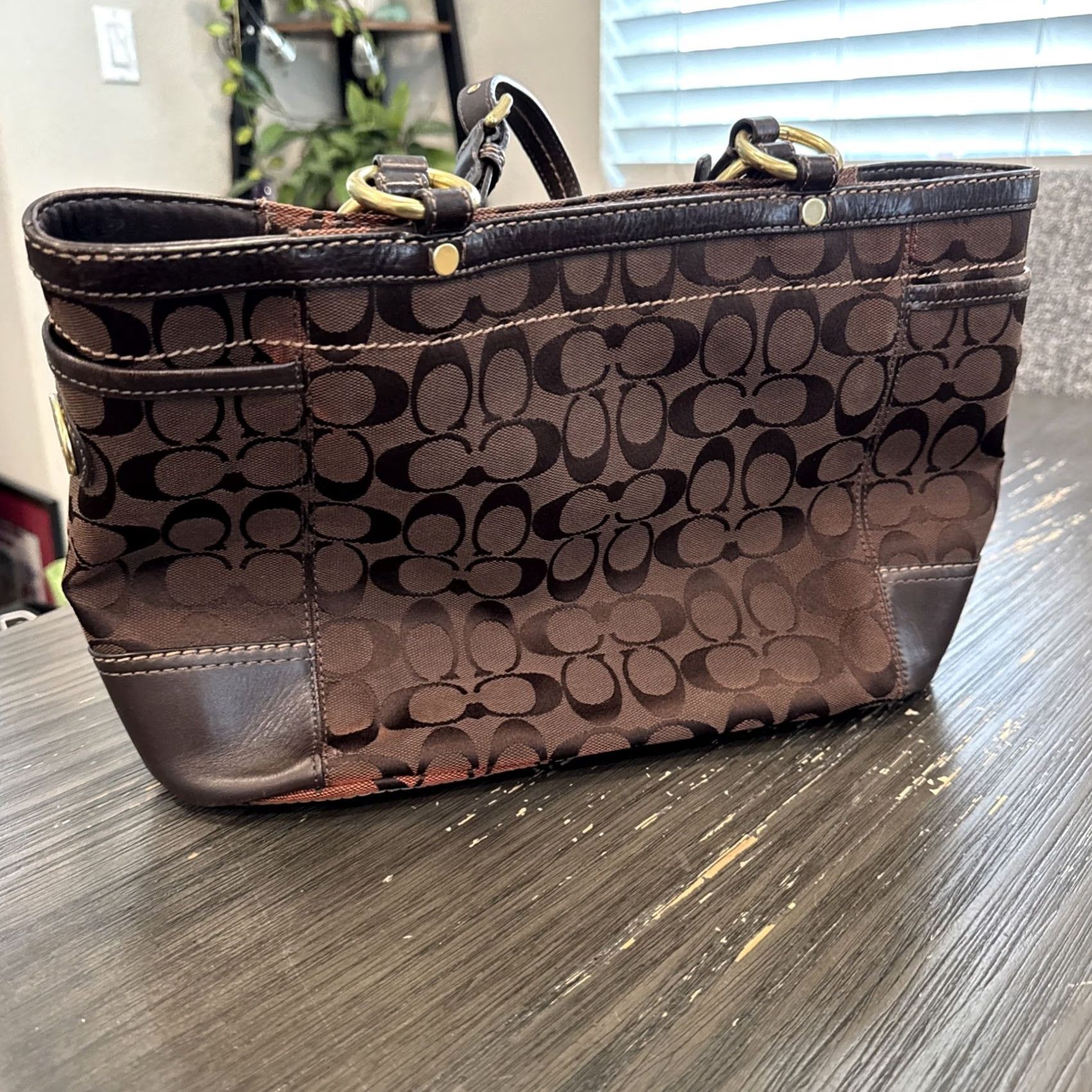 Coach Signature Y2K VTG Gallery Tote Bag Women Brown Canvas Turn 