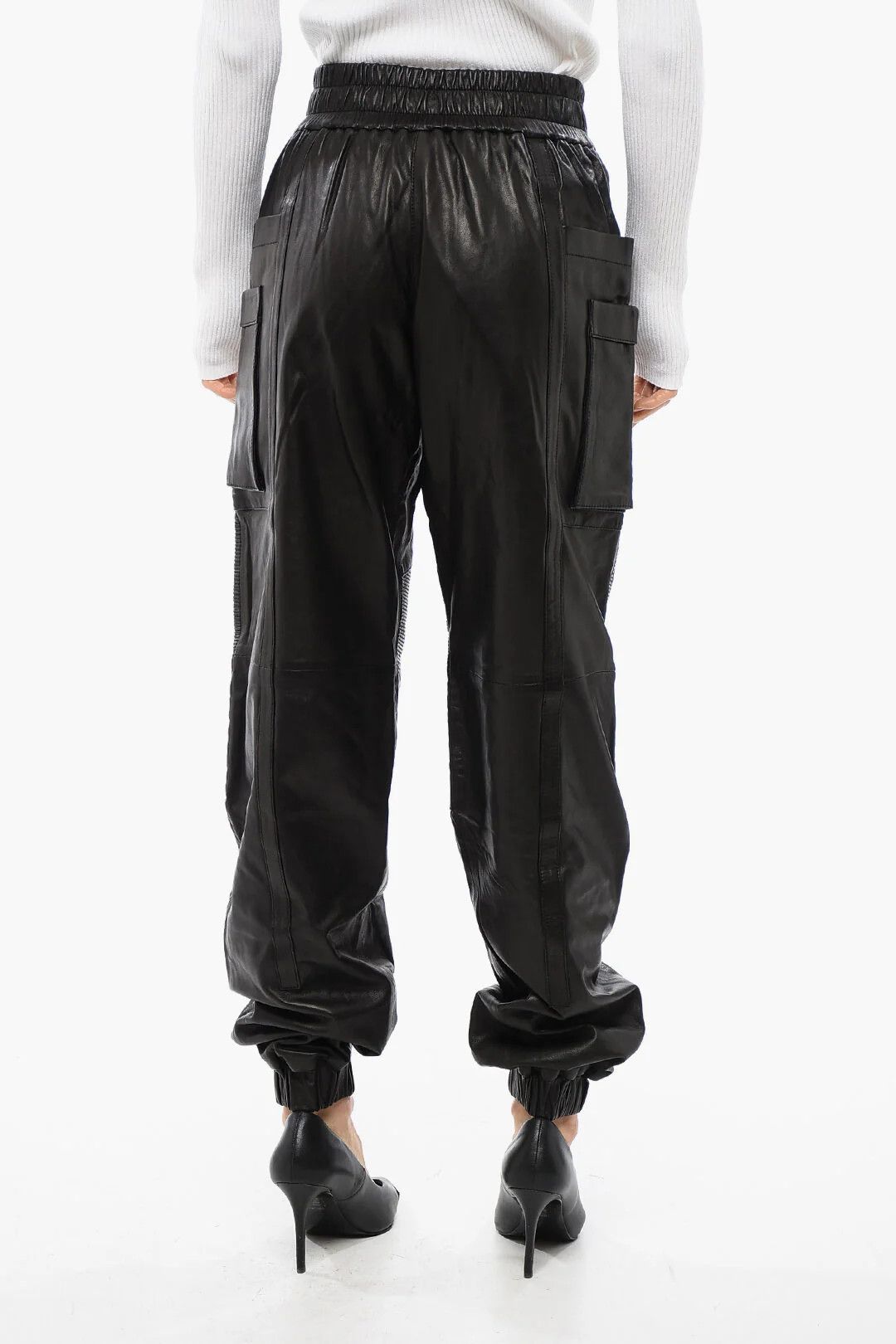 Balmain og1mm0326 Leather Multi-Pocket Pant in Black Size 38" / US 16 / IT 52 - 2 Thumbnail