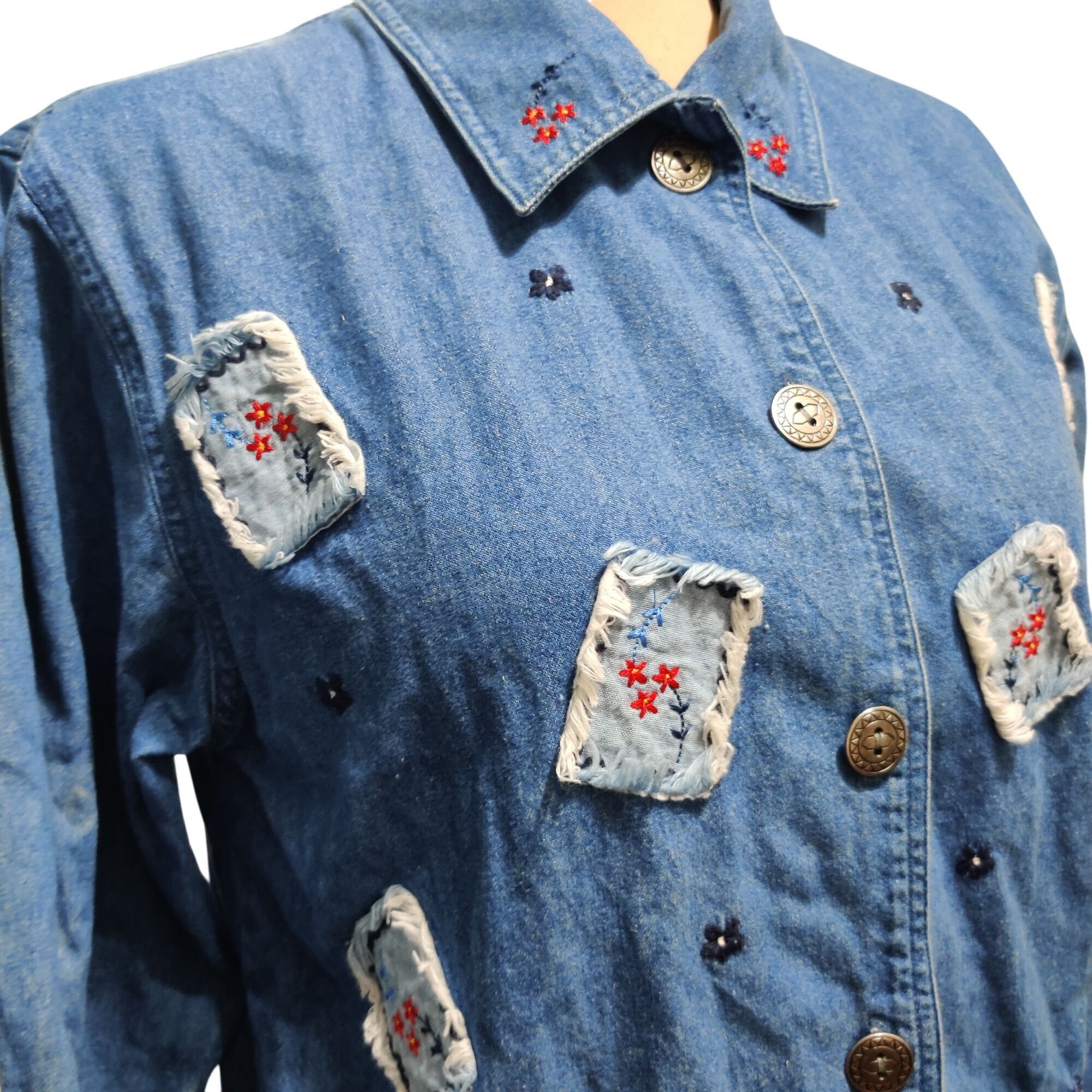 Vintage Bobbie Brooks M Vintage Patchwork Denim Jacket Embroidered A Size M / US 6-8 / IT 42-44 - 10 Thumbnail