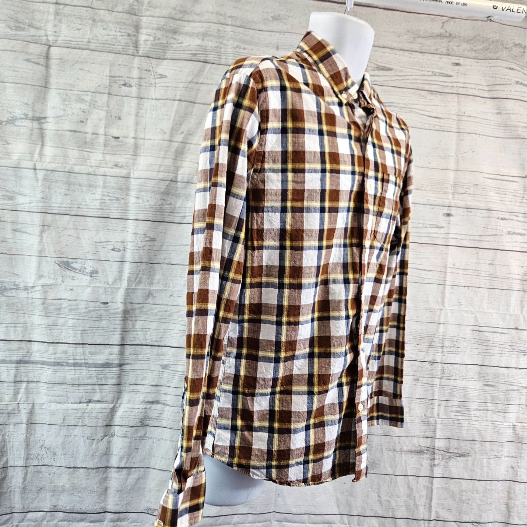 Vintage Hawker Rye Men Button-Up Shirt Plaid Blue Brown Cotton Size M Size US M / EU 48-50 / 2 - 3 Thumbnail