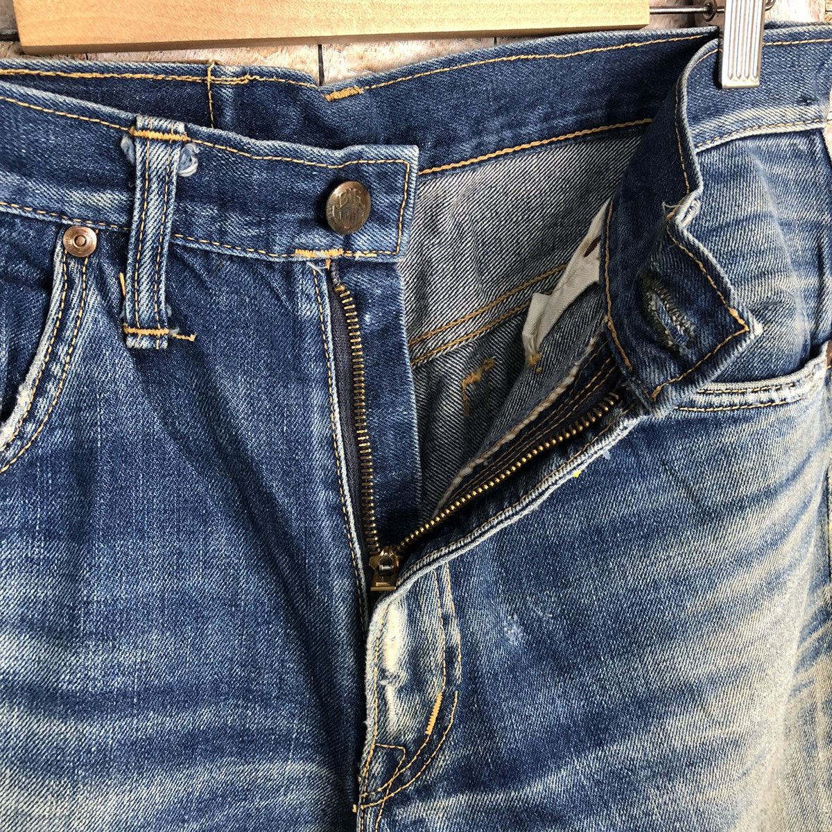 Big John Big John selvedge vintage Blue Distressed Denim Pants #A345 Size US 31 - 10 Thumbnail