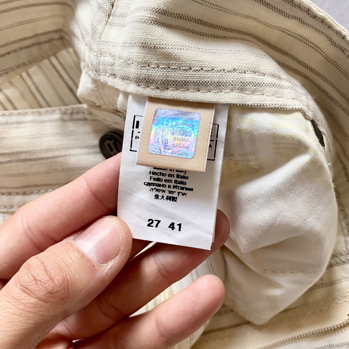 John Galliano NEW Galliano Big Logo Striped Pants Jeans Regular Y2K Size 27" / US 4 / IT 40 - 7 Thumbnail