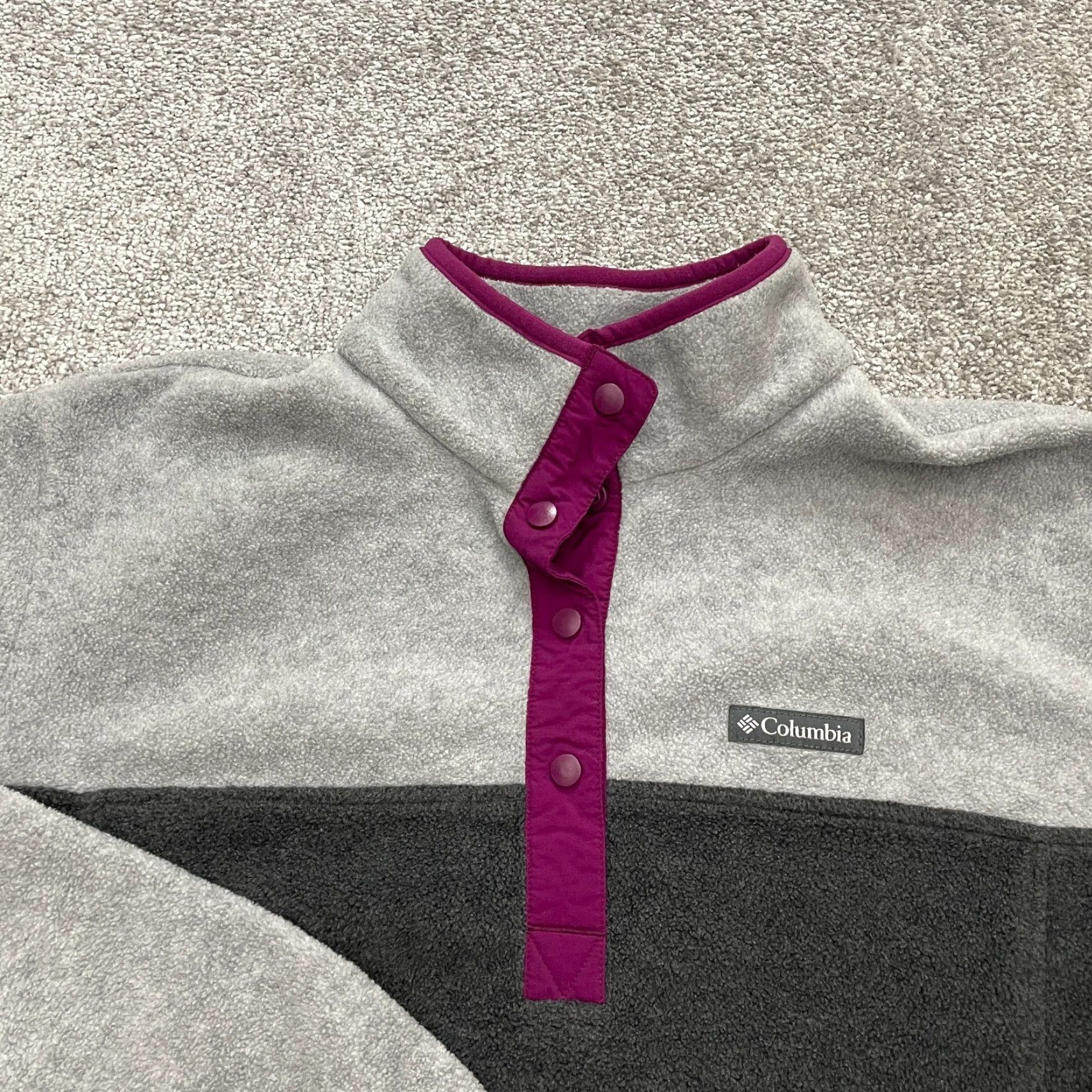 Vintage Columbia Campfire Fleece Jacket Mens XL Gray Purple 1/4 Snap Button Outdoor Hike Size US XL / EU 56 / 4 - 3 Thumbnail