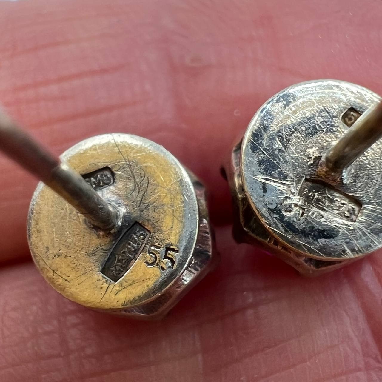 Vintage 1980s Vintage Soviet Gilded Silver 875 Stud Earrings Signed Size ONE SIZE - 5 Thumbnail