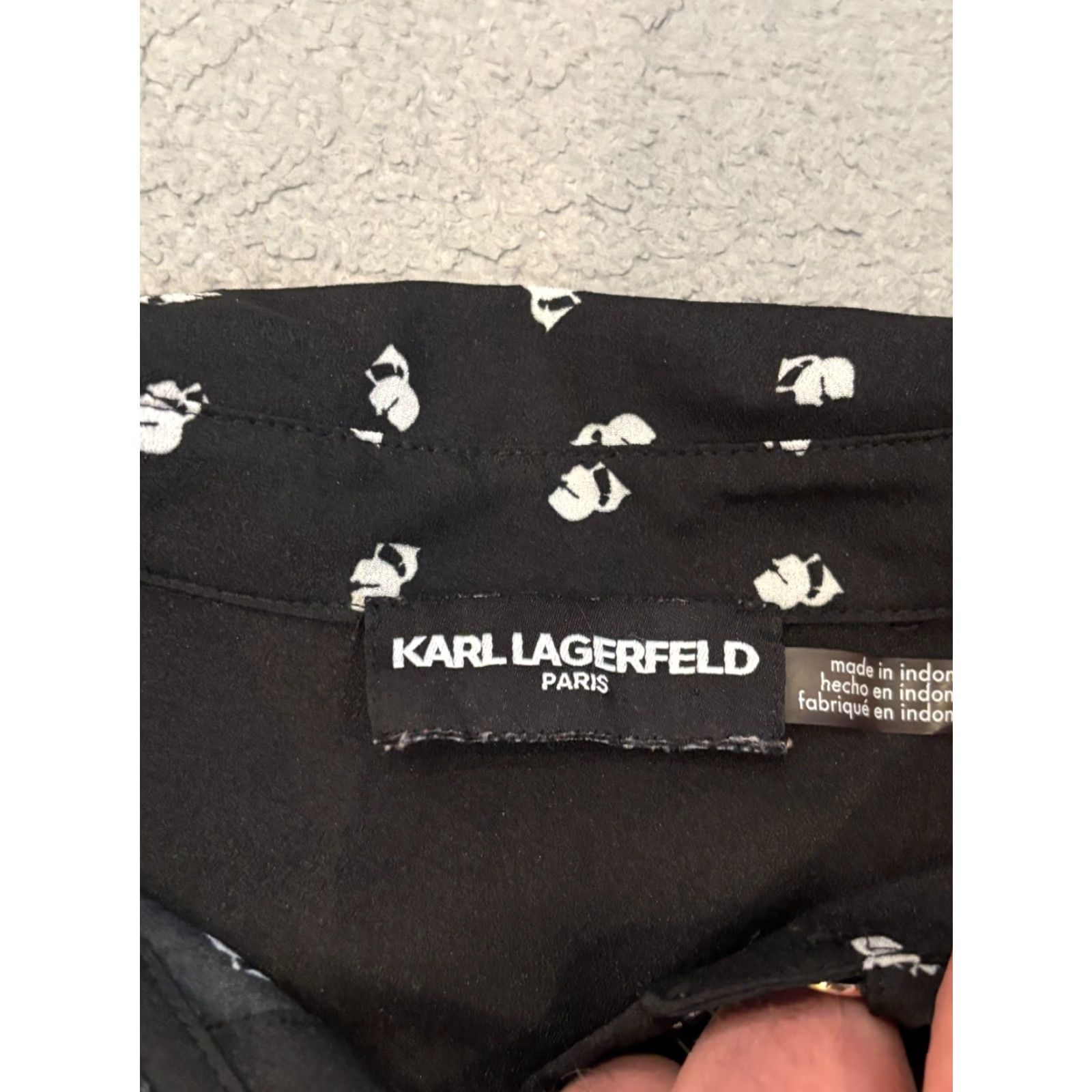 Karl Lagerfeld Karl Lagerfeld Paris Blouse Womens M Black Long Sleeve Button Pattern Office Size M / US 6-8 / IT 42-44 - 2 Thumbnail