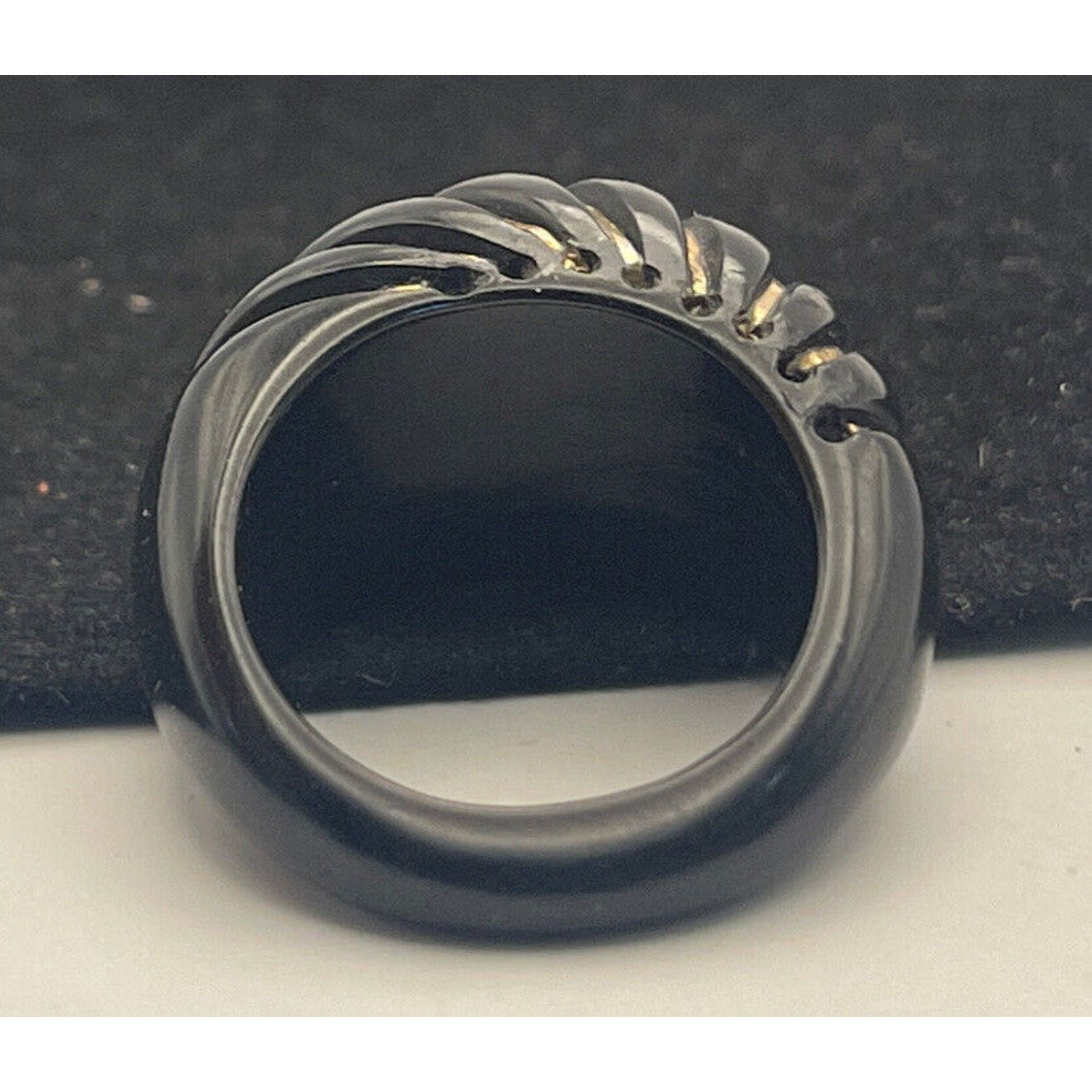 Vintage MILOR 14K YELLOW GOLD INLAY ONYX RING SIZE 5.5 BAND SHRIMP Size ONE SIZE - 7 Thumbnail