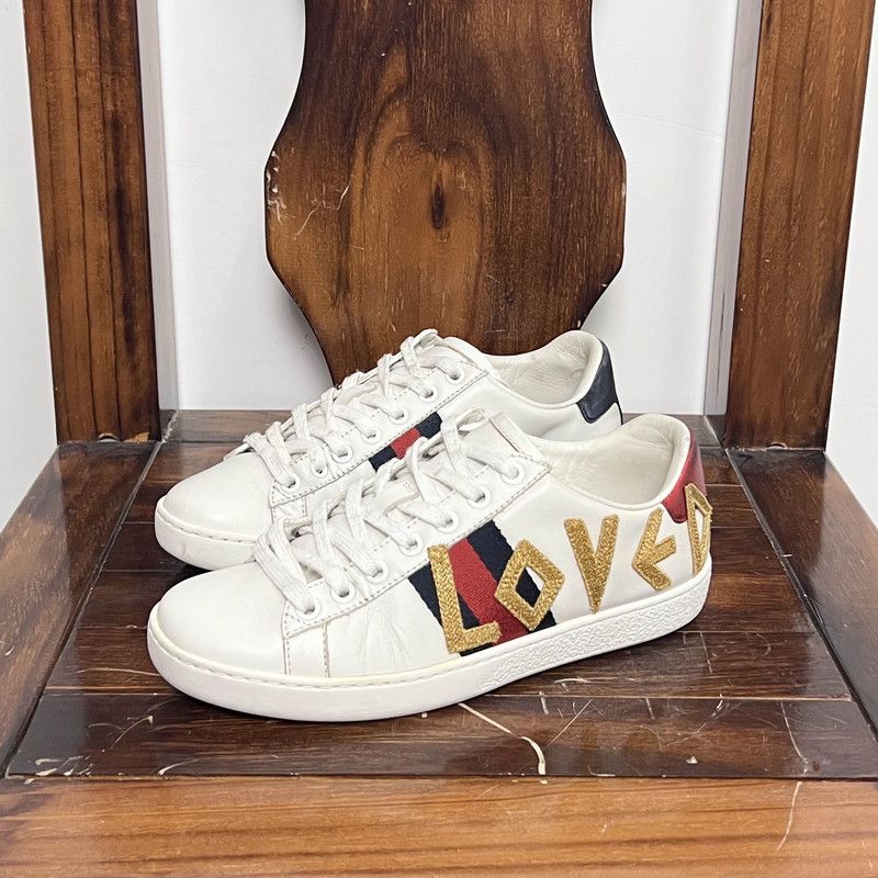 Gucci Gucci Loved Embroidery White Low-Top Sneakers 0079 Size US 4.5 / IT 34.5 - 1 Thumbnail