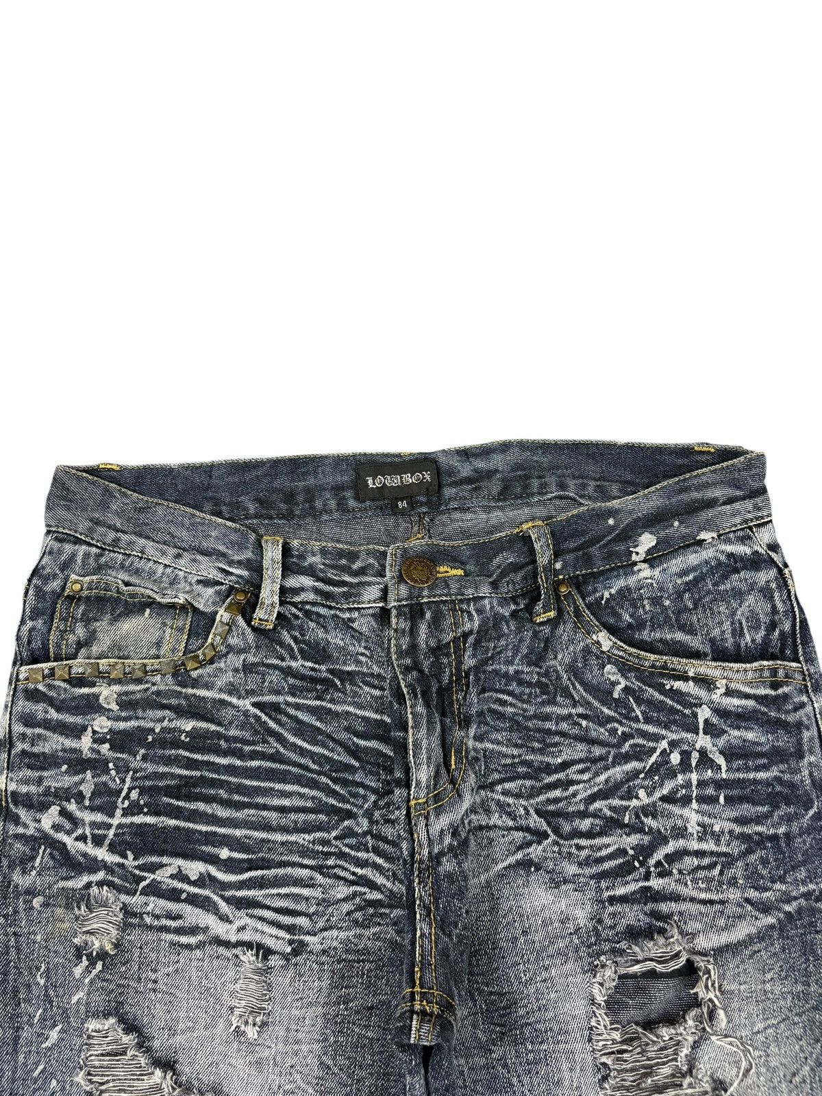 LOWBOX Vintage Japanese Lowbox Painted Distress Jeans Shorts Jorts Size US 32 / EU 48 - 4 Thumbnail