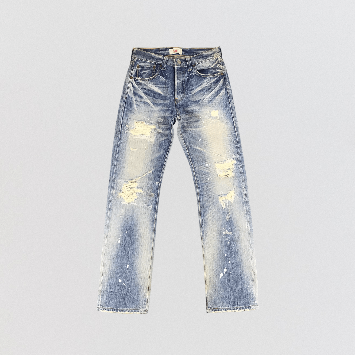 image of Distress Light Wash Levis 501 Jeans-Jm1008 in Blue, Men's (Size 28)