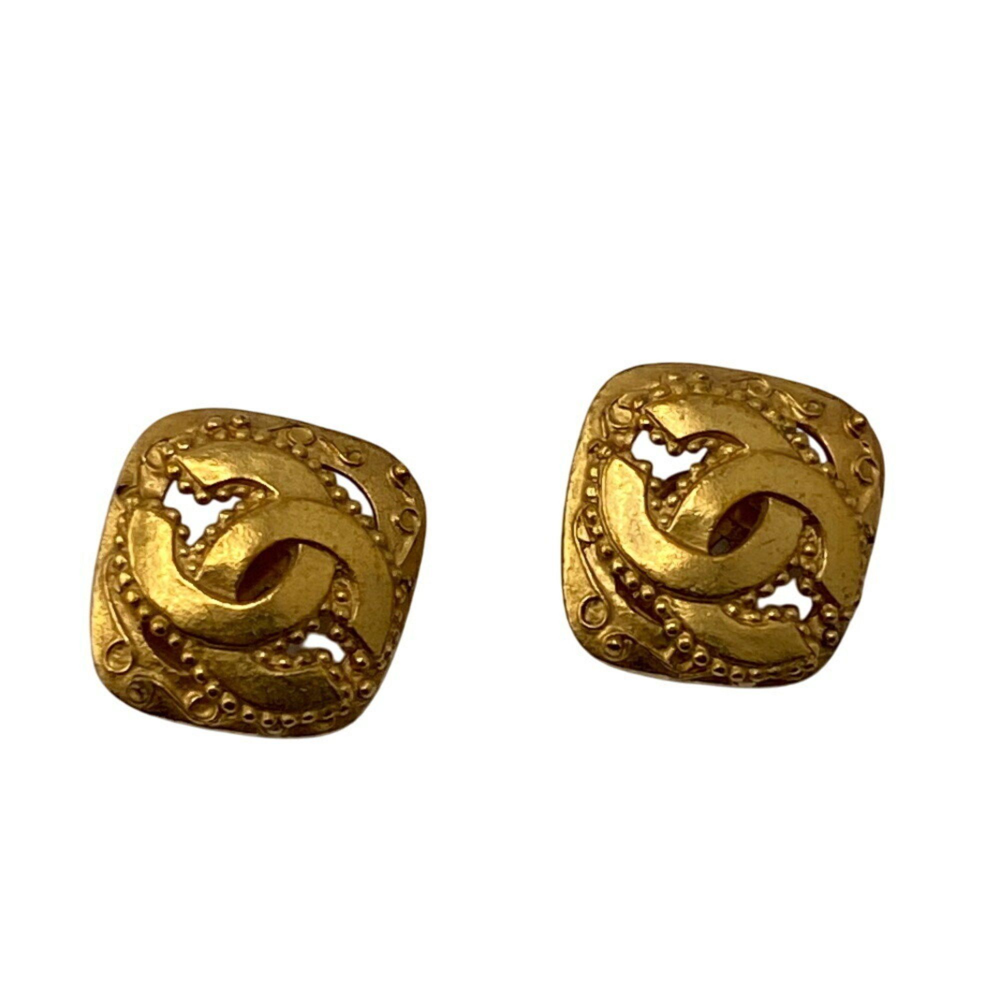 Chanel CHANEL 96A Diamond Coco Mark Earrings Gold Women's Size ONE SIZE - 1 Thumbnail