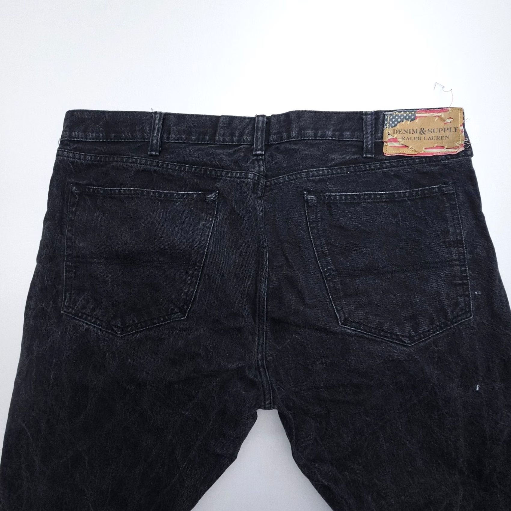Vintage Denim & Supply Ralph Lauren Mens Jeans Black Slim Fit 42 x 30 USA Flag Cotton Rigid Size US 42 / EU 58 - 2 Thumbnail