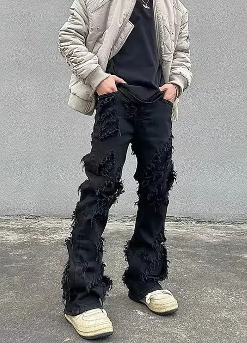 Japanese Brand Mitsui x Juri High street black raw edge ripped jeans Size US 30 / EU 46 - 4 Thumbnail