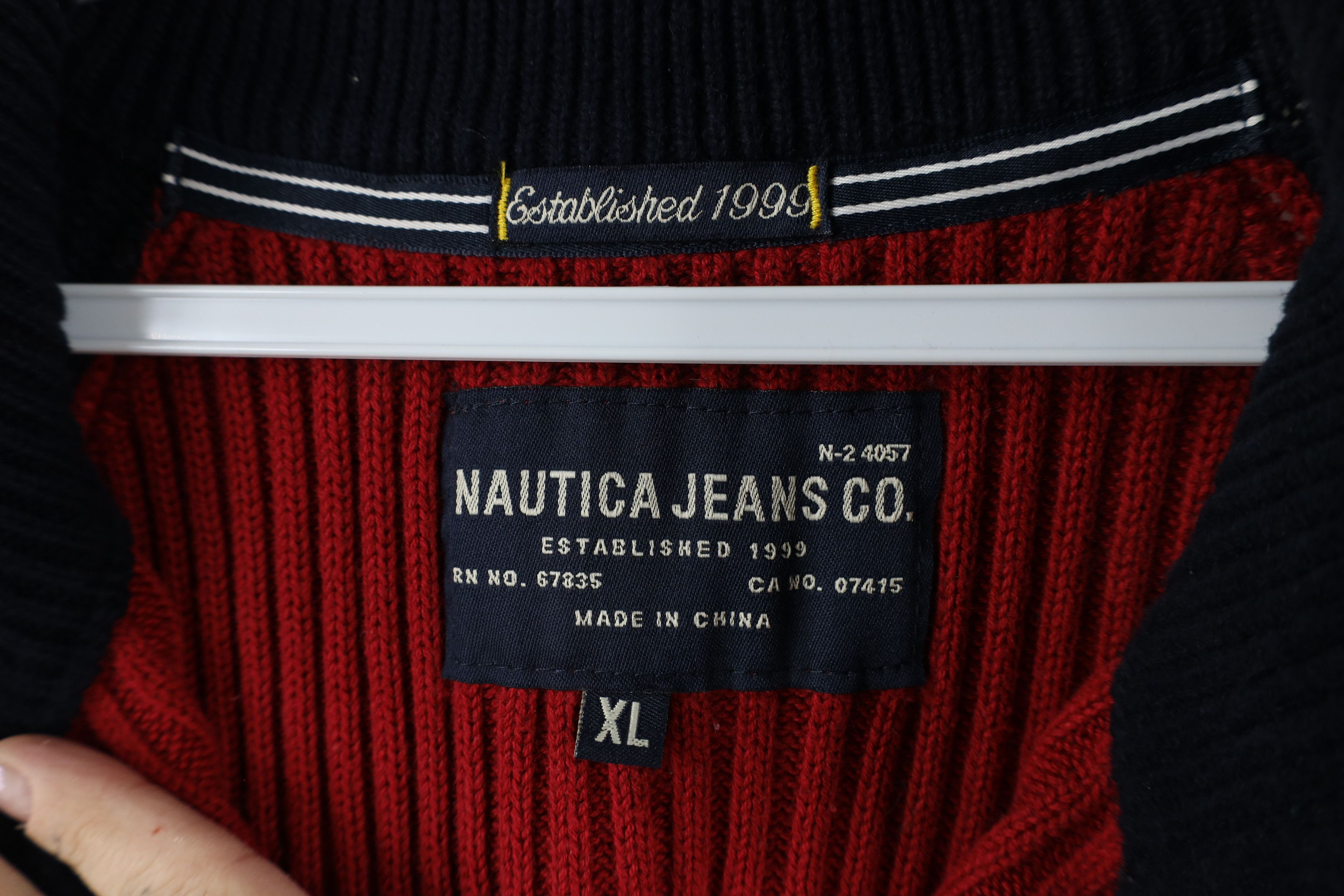 Nautica × Vintage Vintage 90s Nautica Ribbed Knit Half Zip Pullover Sweater Size US XL / EU 56 / 4 - 6 Thumbnail