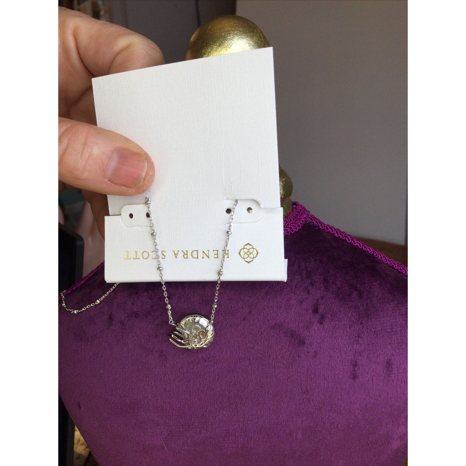 Kendra Scott Kendra Scott Football Helmet Pendant Necklace Rhodium Ivory Size ONE SIZE - 4 Thumbnail