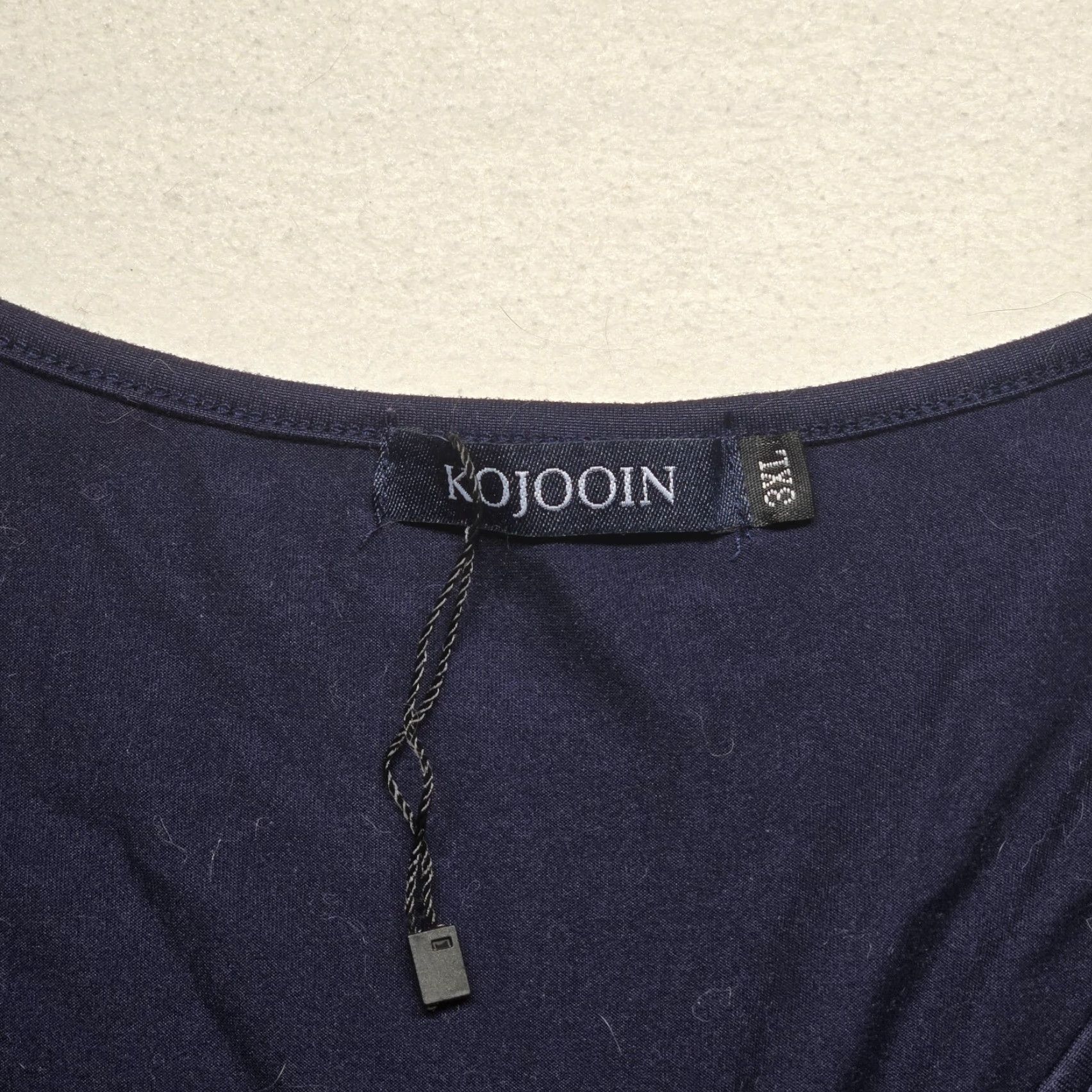 Vintage Kojooin Dress Navy Blue Long Sleeve V-Neck 100% Polyester Women's 3XL Blouson Knit Sleeve Knee Length Casual Party/Cocktail Women Size XXL / US 16-18 / IT 52-54 - 3 Thumbnail