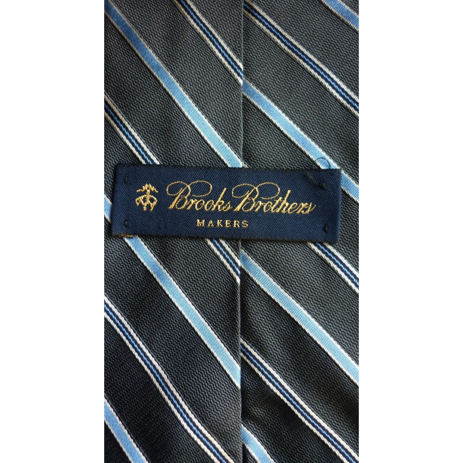 Brooks Brothers VINTAGE Brooks Brothers Makers Tie Woven in Italy Made in USA Men’s Stripes Gray and Blue 59.5" 3.5" Length Width Silk Cotton Designer Pre-owned Mens Size ONE SIZE - 6 Thumbnail