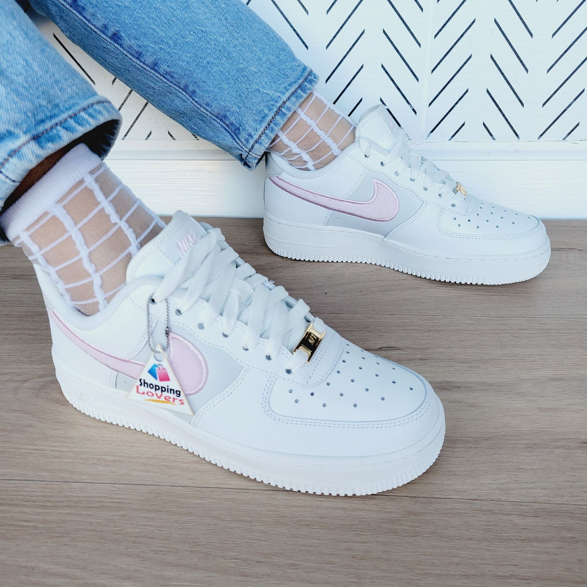 ⭐Nike Air Force 07 Women Shoes White Pink Leather Retr