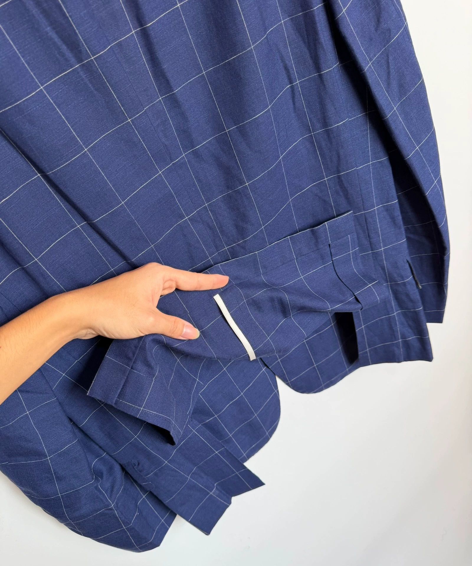 Ermenegildo Zegna Zegna Wool Linen Silk Blue Plaid Crossover Jacket 48 Size 48S - 5 Thumbnail