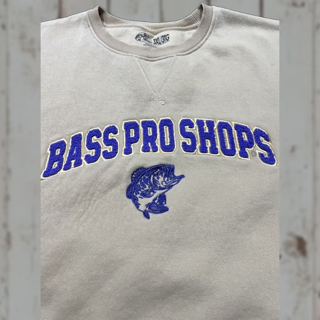 Bass Pro Shops Bass Pro Shops Sweatshirt Mens 3XL Beige Embroidered Spellout Fleece Casual Size US XXL / EU 58 / 5 - 1 Thumbnail