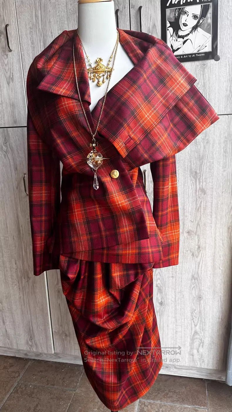Vivienne Westwood Vivienne Westwood Orange Grid Asymmetrical Shawl Suit Jack Size M / US 6-8 / IT 42-44 - 6 Thumbnail