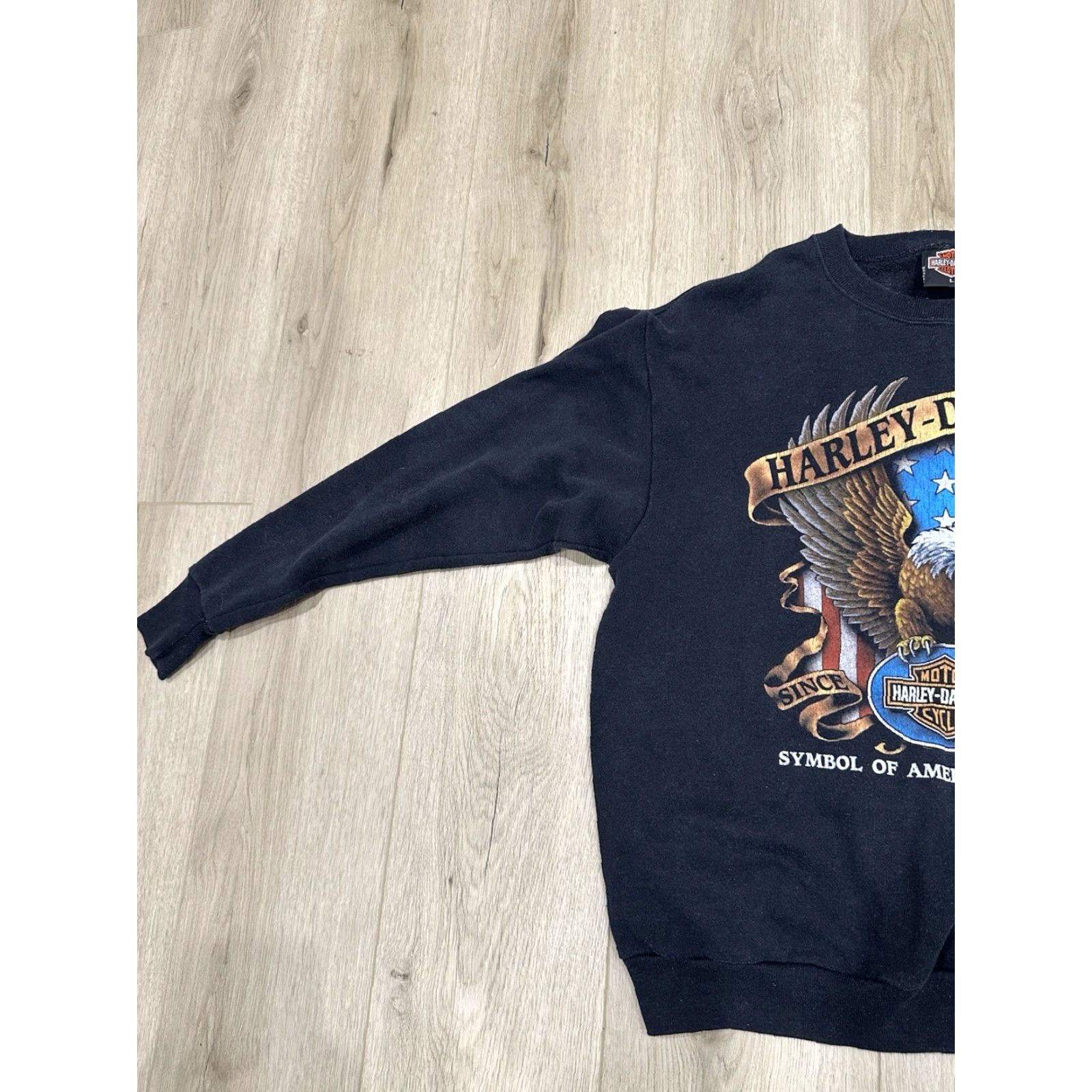Harley Davidson VINTAGE Harley-Davidson 3D Emblem Sweatshirt Large Black Mens Crewneck Graphic Print 90s USA Eagle Heavyweight US Smooth Cotton Size US L / EU 52-54 / 3 - 4 Thumbnail