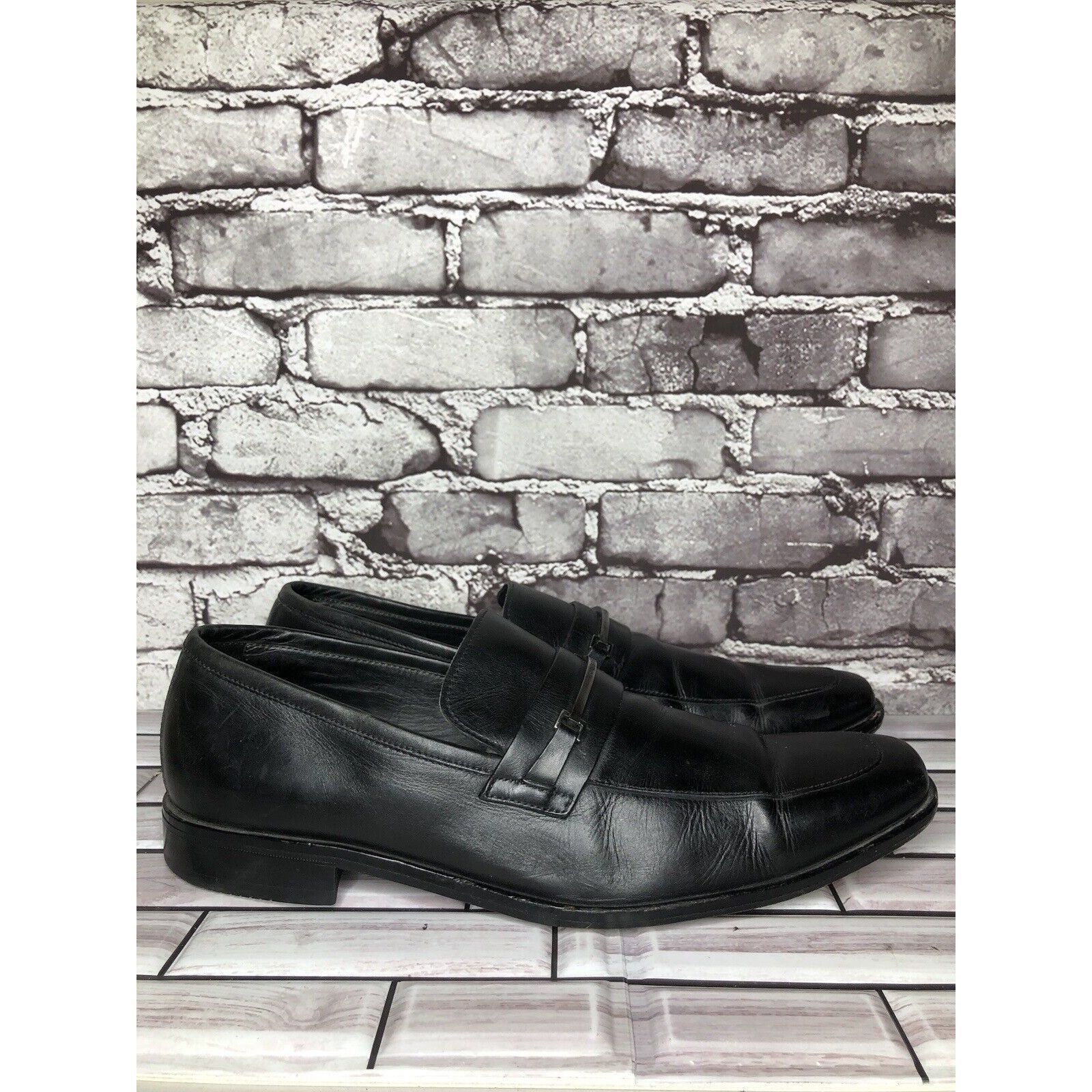 Hugo Boss HUGO BOSS Vero Cuoio Black Leather Horsebit Loafer Dress Sho Size US 11.5 / EU 44-45 - 3 Thumbnail