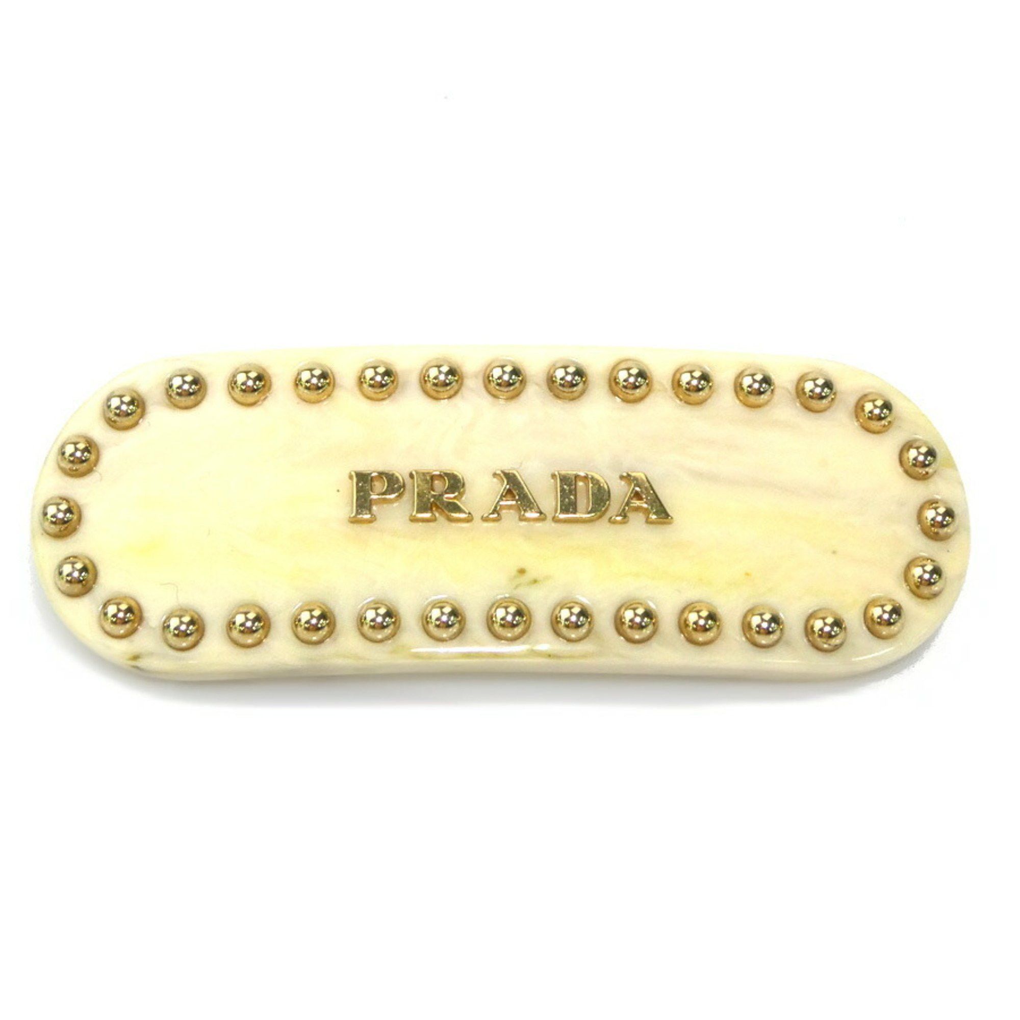 Prada Prada Resin Barrette Hair Accessory, Beige, Women's, H31328g Size ONE SIZE - 1 Thumbnail