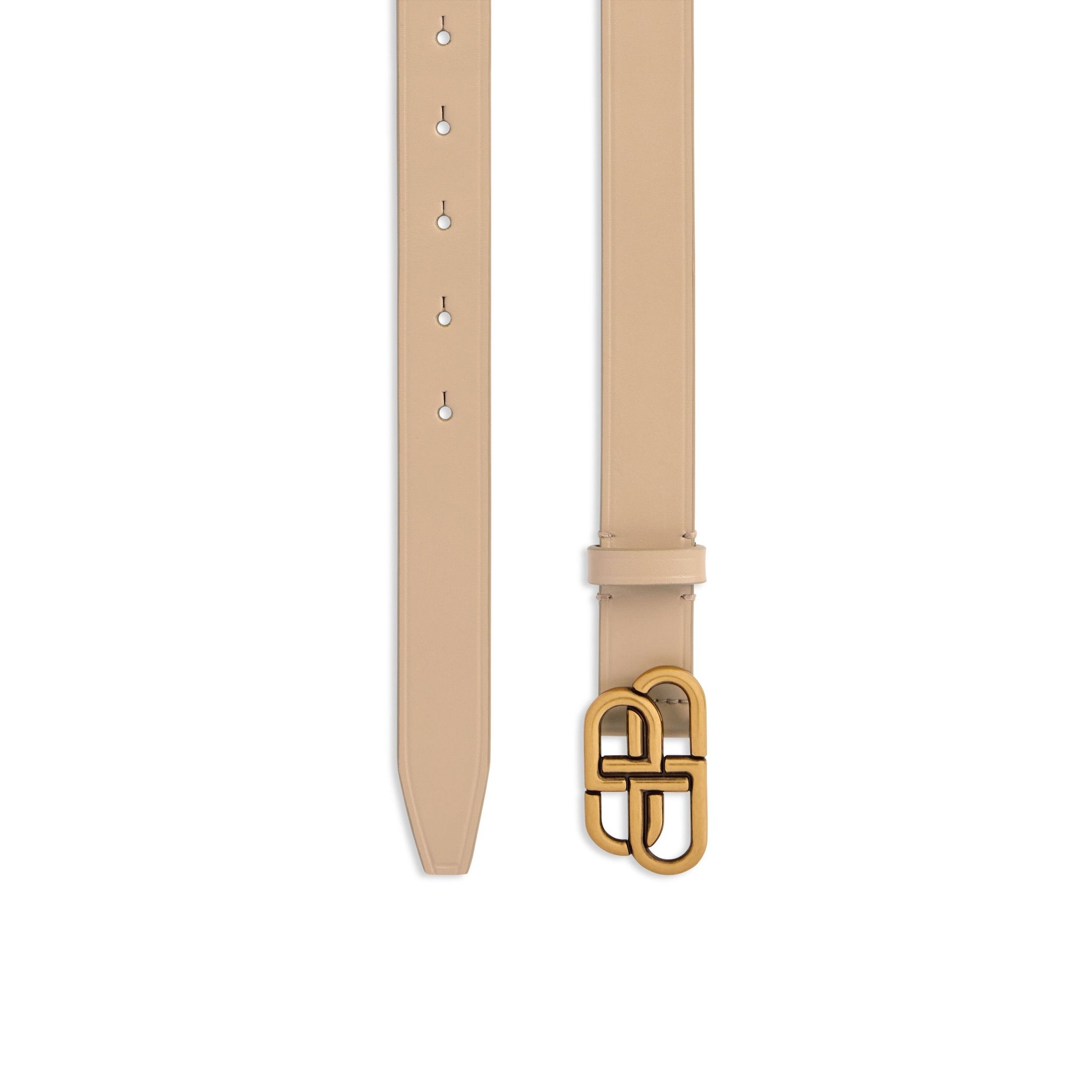 Balenciaga BB Thin Belt in latte calfskin, aged-gold hardware Size ONE SIZE - 1 Thumbnail